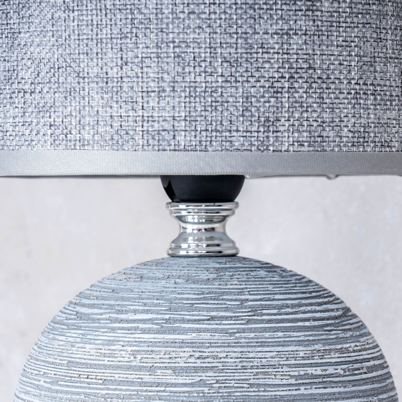 Levandeo® Nachttischlampe, Tischlampe Shabby Chic Rund H26cm Lampe Licht Keramik Grau Nachtlicht
