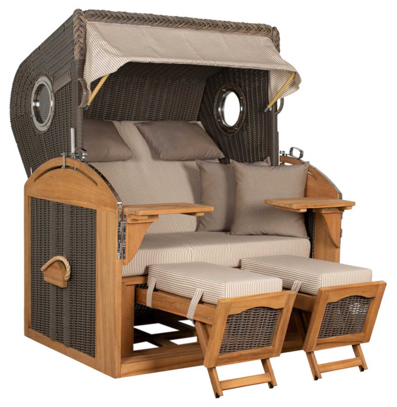 Strandkorb Schillig XL Bullauge Teak PE Grey Dessin 510
