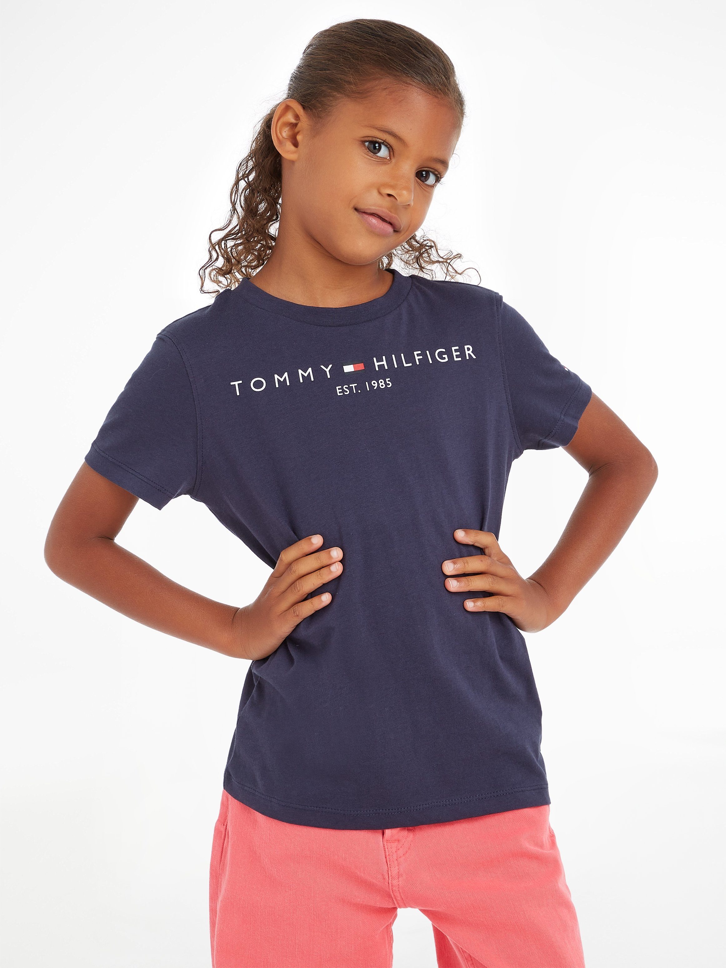 Tommy Hilfiger Twilight_Navy ESSENTIAL Rundhalsshirt mit Tommy SWEATPANTS Logo-Schriftzug Hilfger