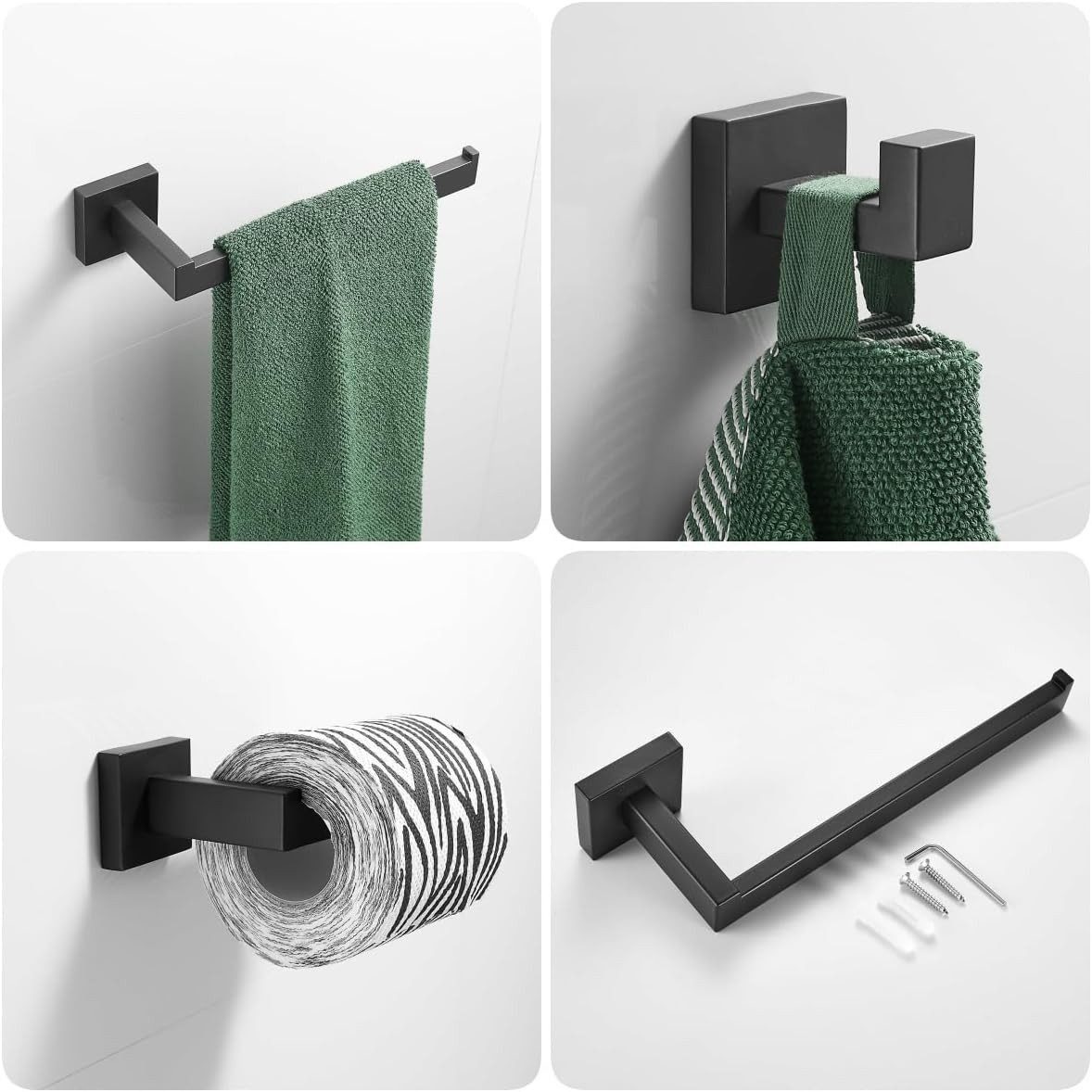 BlingBin Badezimmer-Set Edelstahl Matt Handtuchhalter Set 5 Stücke 60CM Handtuchhalter, (5tlg, 5-St), 5-teiliges Bad Hardware Set, Perforiert, Wandmontage, Küch – Bild 5 von 5