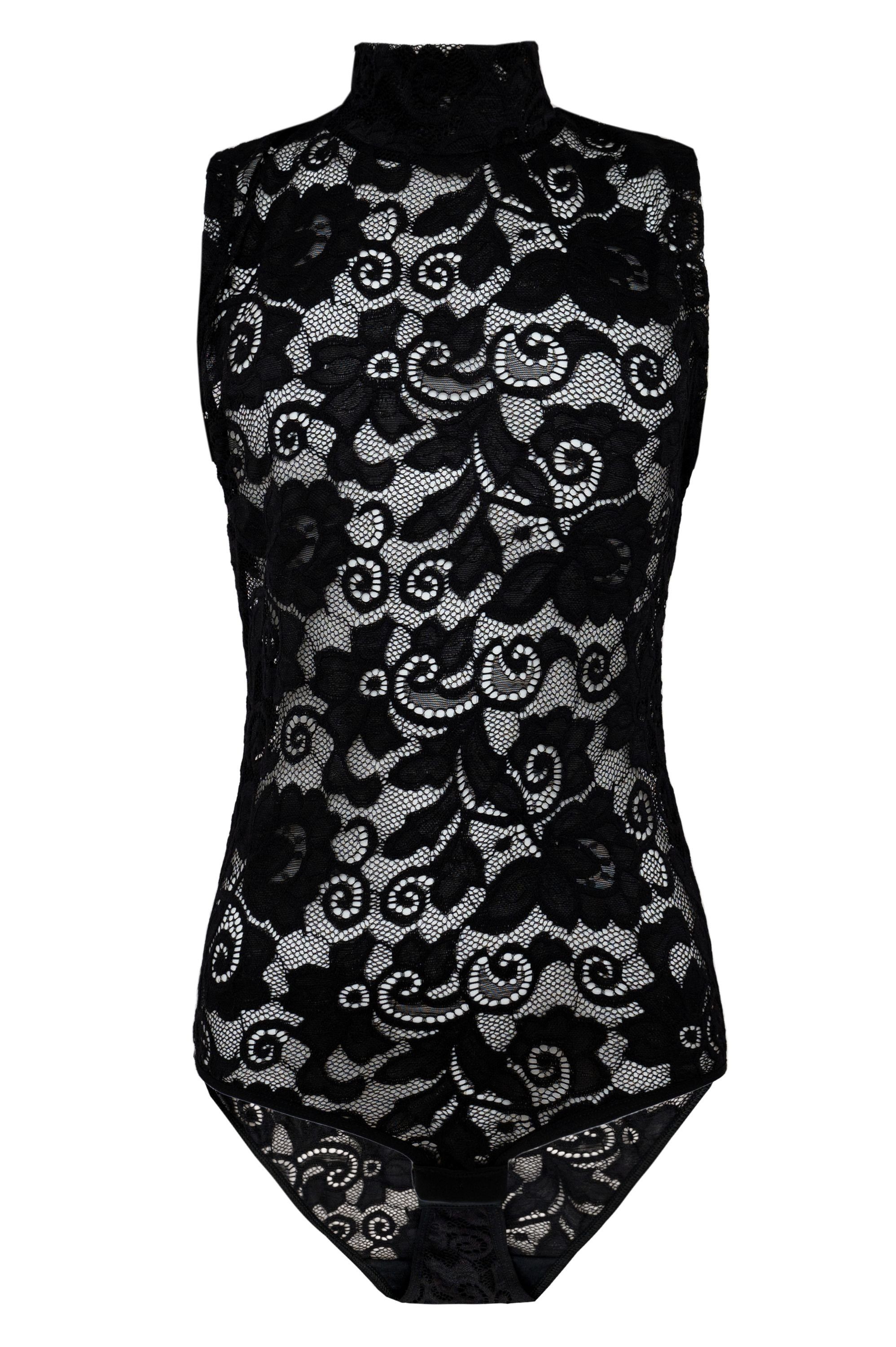 Evoni Body Damenbody Spitze Bodysuit Halbkragen günstig online kaufen