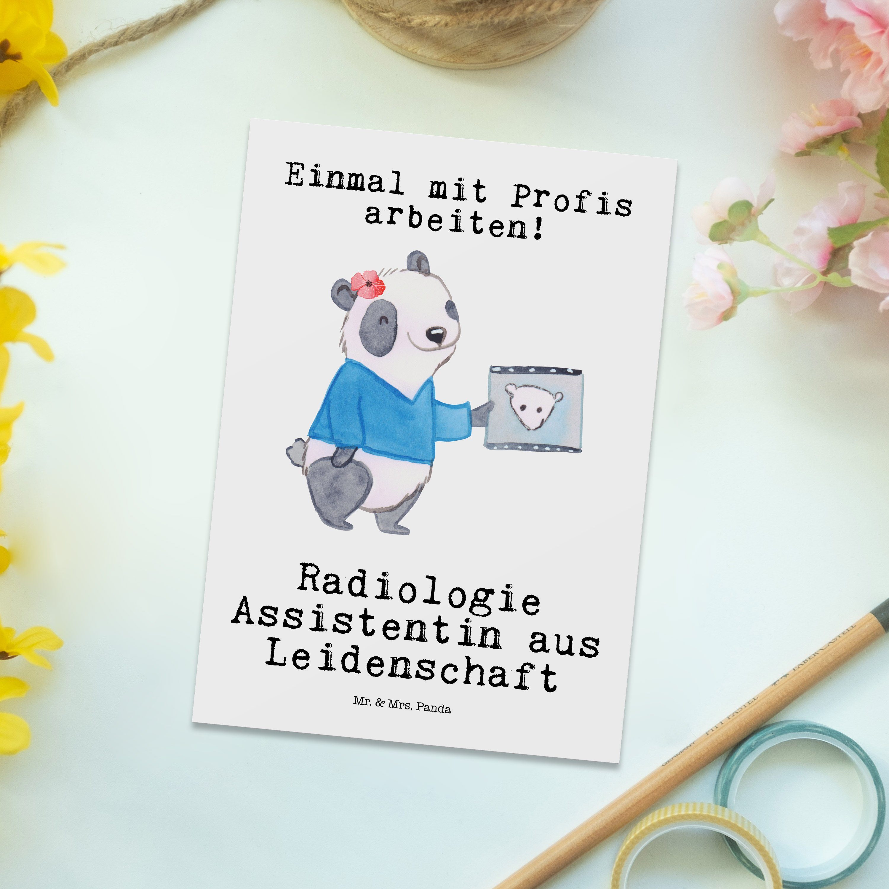 Mr. & Mrs. Panda Postkarte aus Leidenschaft Radiologie - Weiß Assistentin - Geschenkka Geschenk