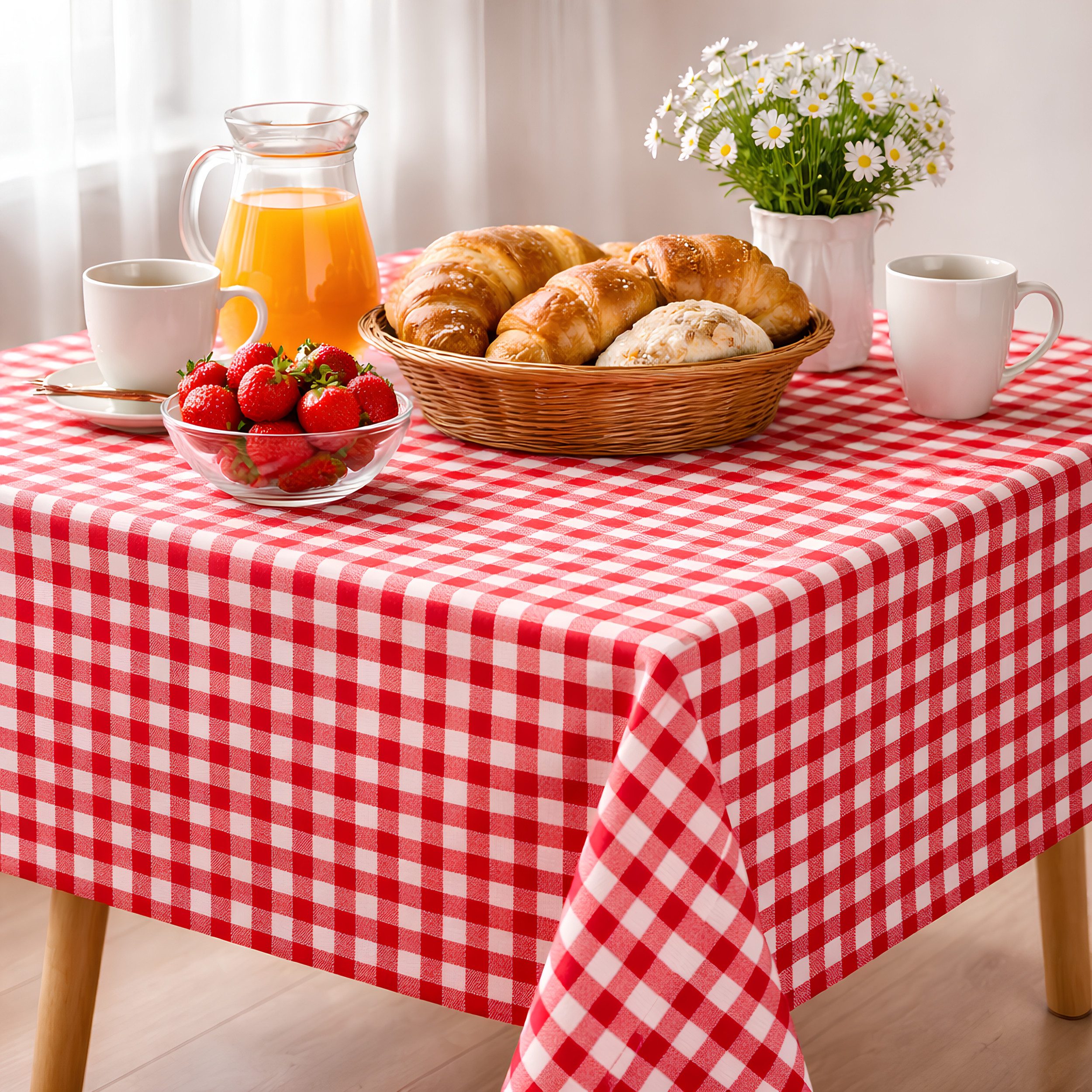 Melody Gartentischdecke Tischdecke Wachstuch Gartentischdecke karo rot abwaschbar eckig rund, fleckenabweisend