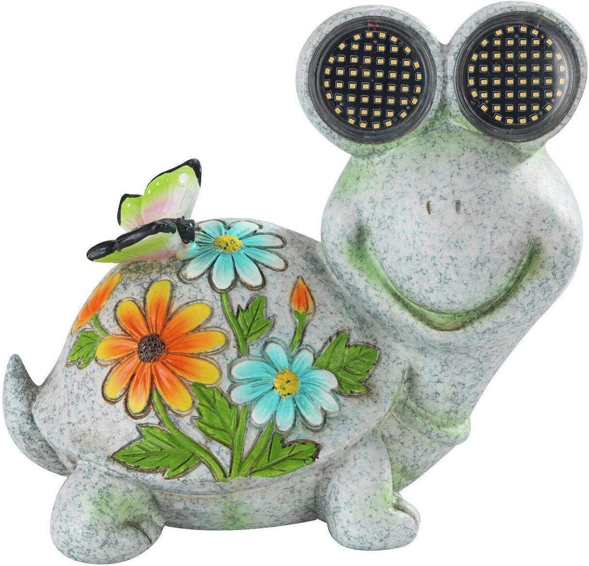 Maximex LED Dekofigur Modell Blinky Eyes Schildkröte, Ein-/Ausschalter, LED fest integriert, Warmweiß, solarbetriebene Gartenfigur mit leuchtenden Augen, für Garten & Balkon