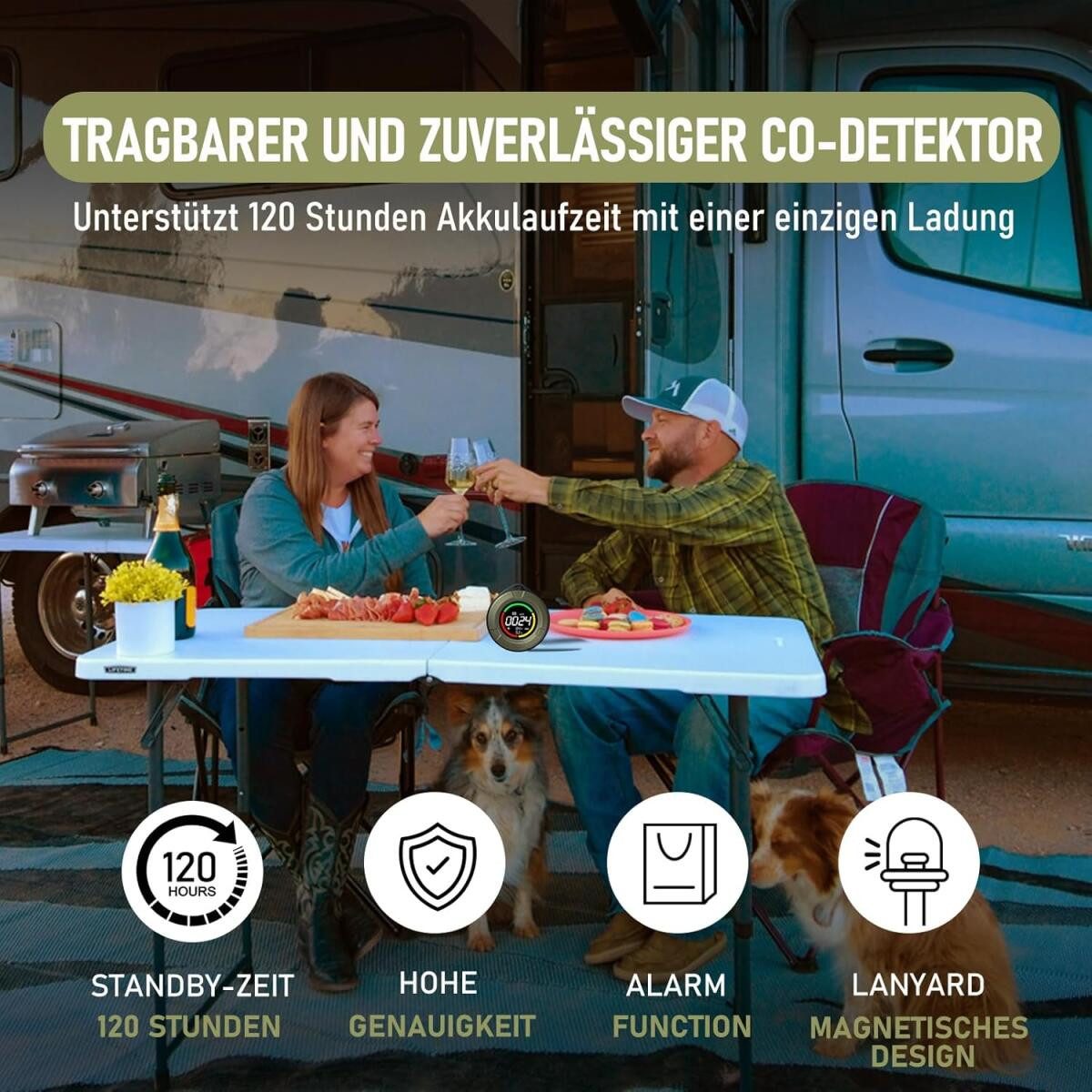 FELIXLEO CO Warnmelder Tragbar Mini Kohlenmonoxid Detektor Camping Reise CO-Melder – Bild 2 von 5