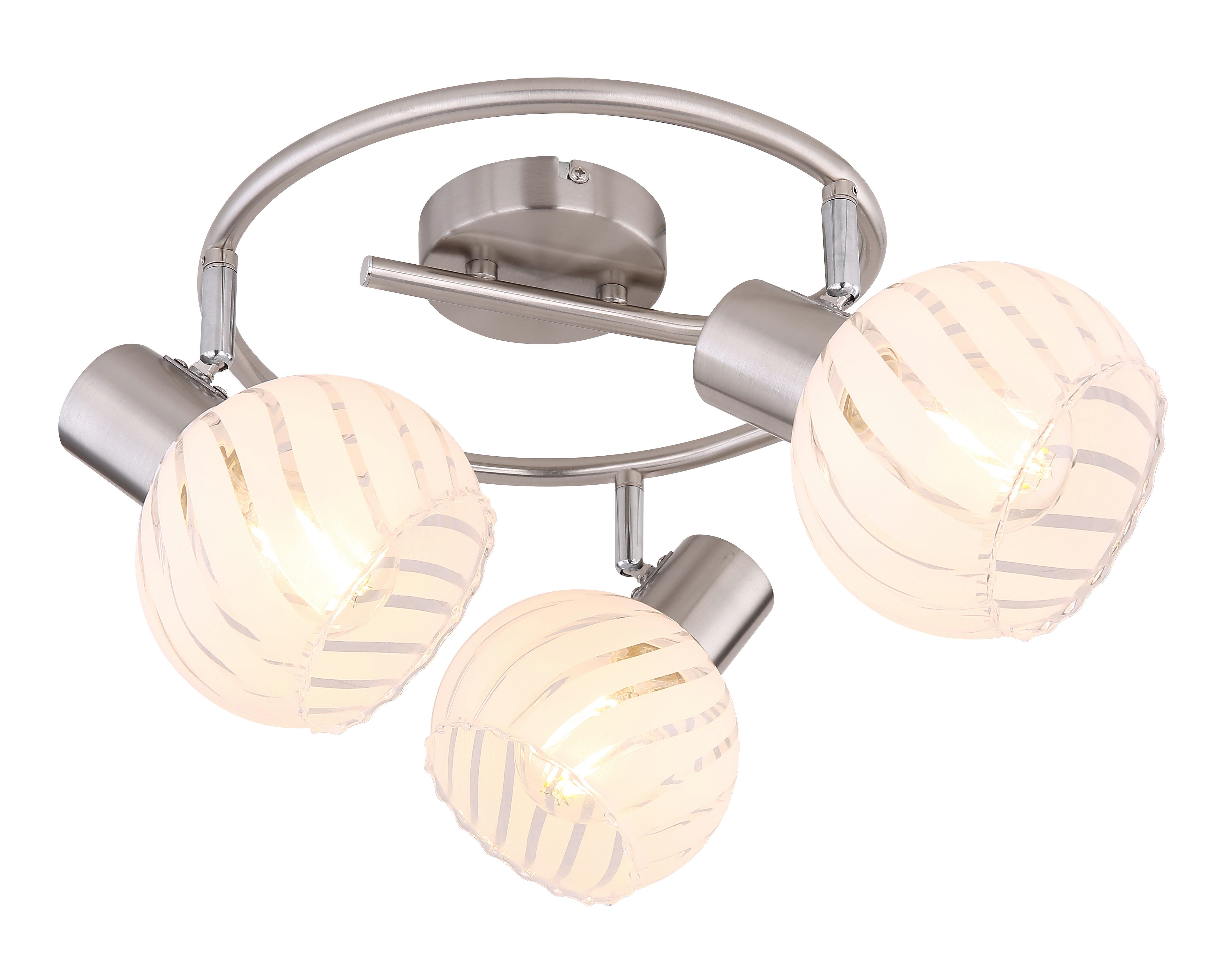 GLOBO LIGHTING Deckenleuchte WILLY, ohne Leuchtmittel, Strahler Nickel, Glas klar/weiß, E27