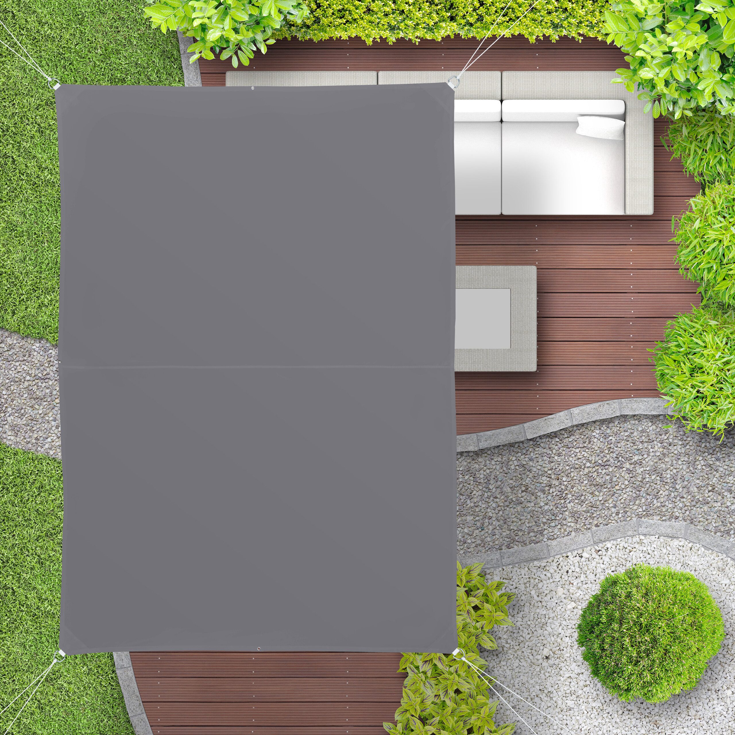 relaxdays Sonnensegel Rechteckiges Sonnensegel grau, 2 x 3 m