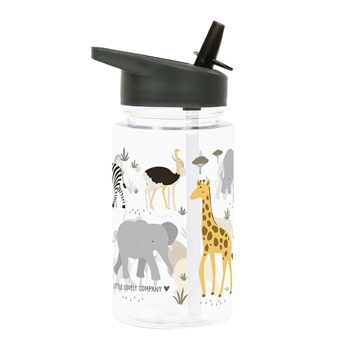 A Little Lovely Company Trinkflasche Trinkflasche 450ml mit Trinkhalm Wasserflasche Kinderflasche