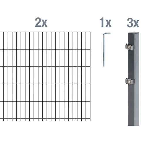 Alberts Doppelstabmattenzaun Grundset, (Set), Höhe: 80 - 160 cm, Gesamtlänge: 4 - 30 m, zum Einbetonieren