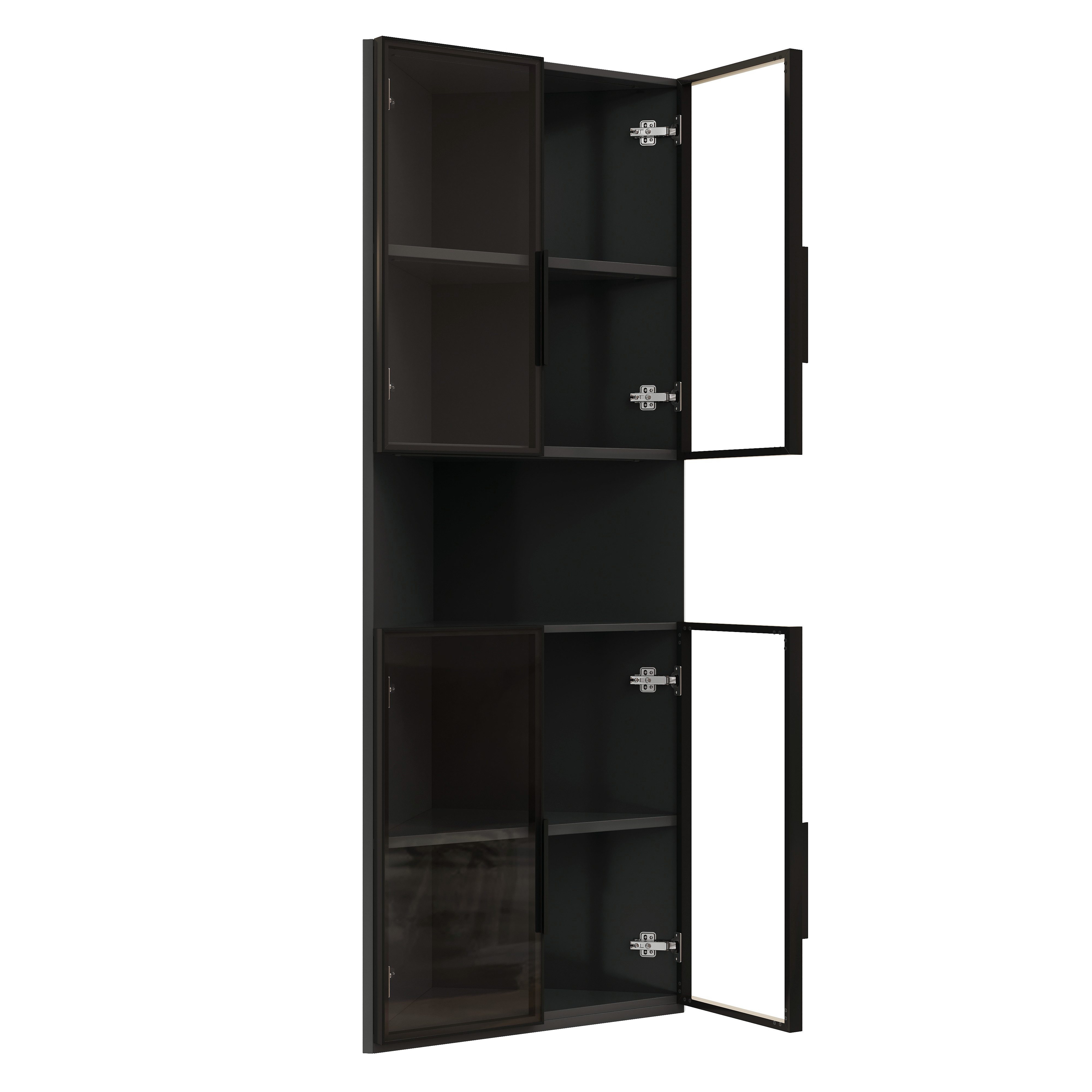 BlingBin Eckvitrine Dreieckige Vitrine mit Glasfront, LED-Licht und offenem Mittelbereich (1 Stück, 1-St., 62 × 32 × 160 cm (L × B × H) für Sammlerstücke, Gläser und Dekoration
