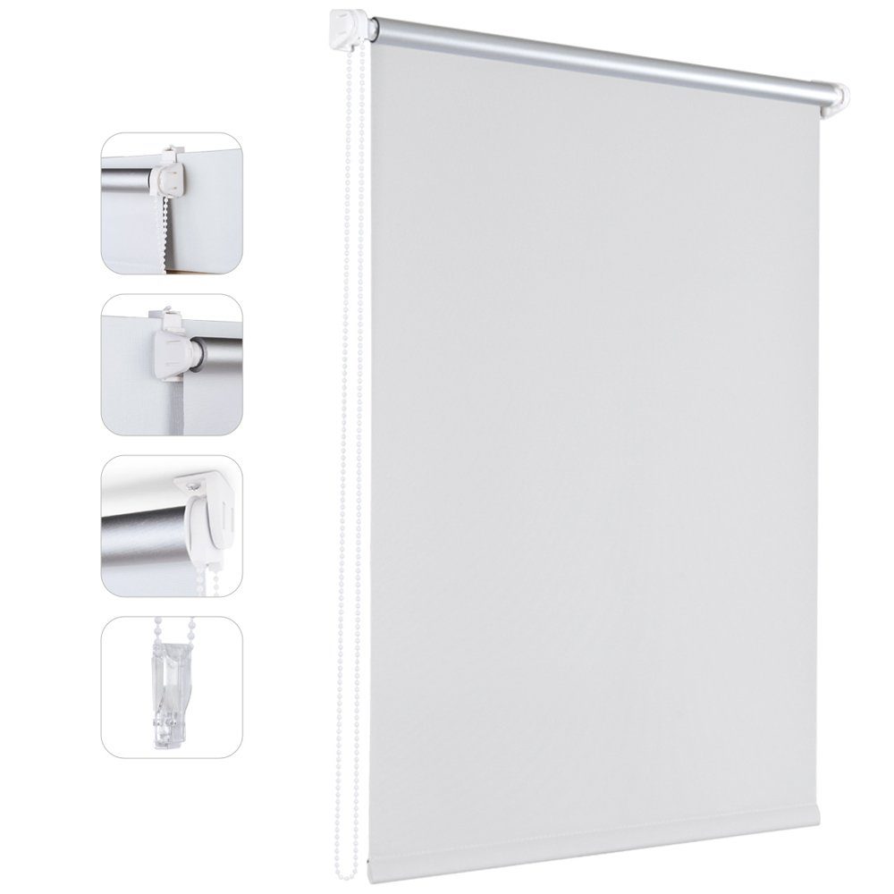 Randaco Verdunkelungsrollo Klemmfix ohne Bohren 80cm x 160cm Beige  Verdunklungsrollo Fensterrollo Rollo Seitenzugrollo Klemmrollo für Fenster  & Tür