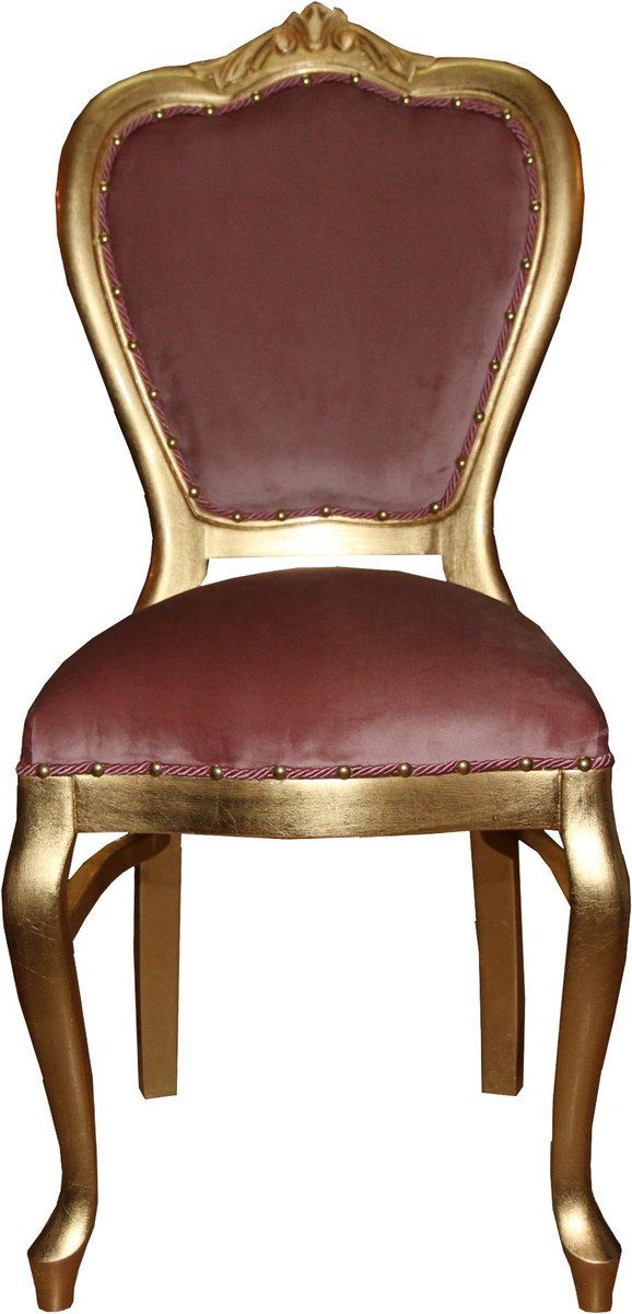 Casa Padrino Besucherstuhl Barock Luxus Damen Stuhl Rosa / Gold - Damen Schminktisch Stuhl - Limited Edition