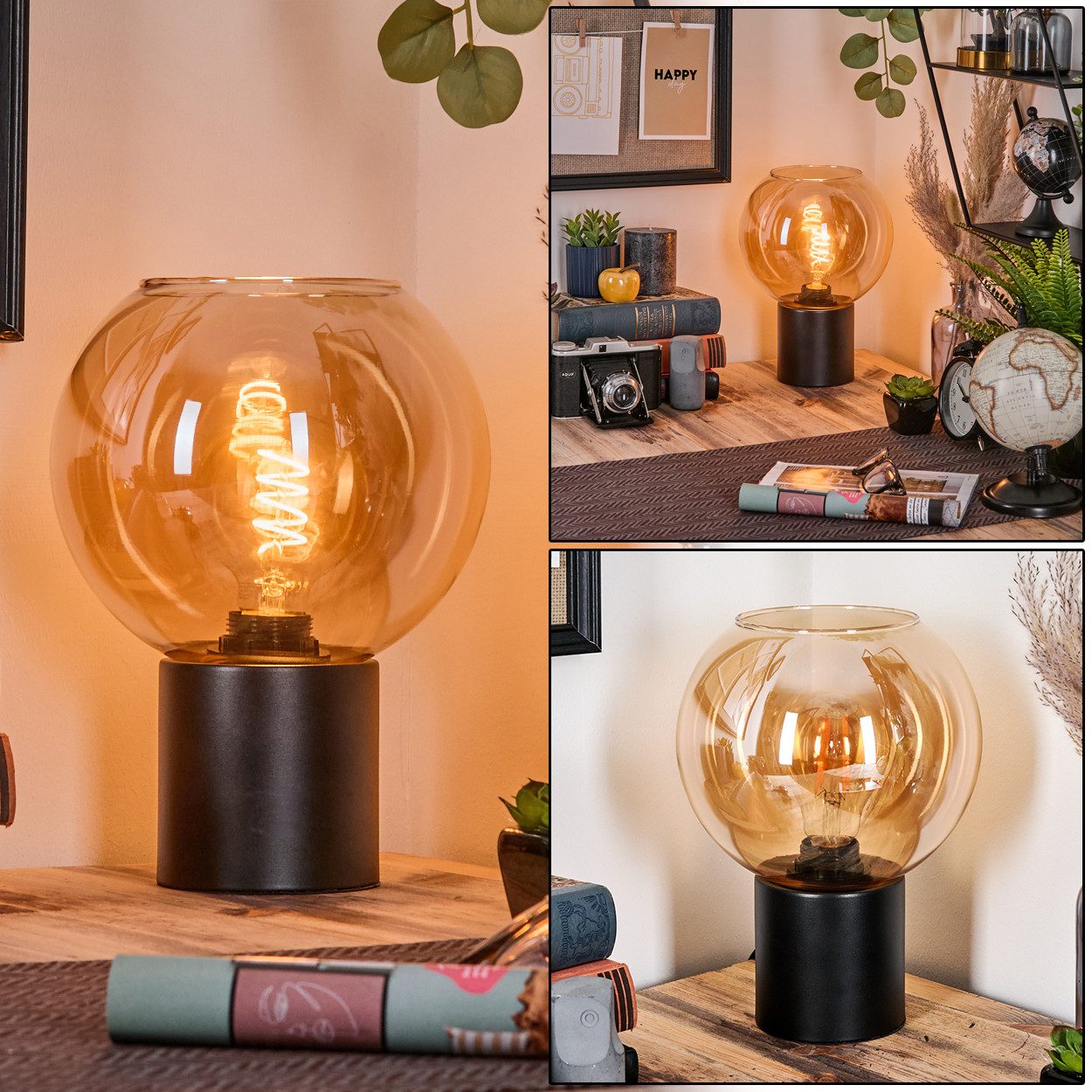 hofstein Tischleuchte Tischlampe aus Metall/Glas in günstig online kaufen