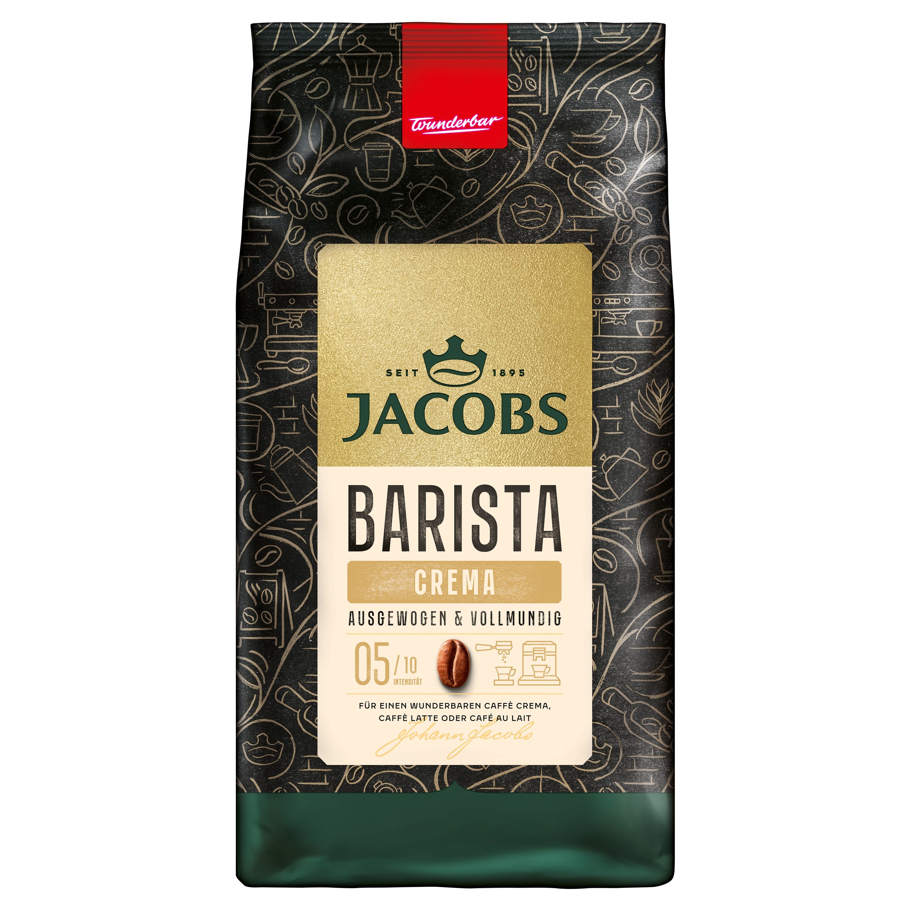 JACOBS Kaffee Barista Editions Crema 4 x 1 kg ganze Kaffee Bohnen geröstet, 4000 g, (Packung, 4er Pack)