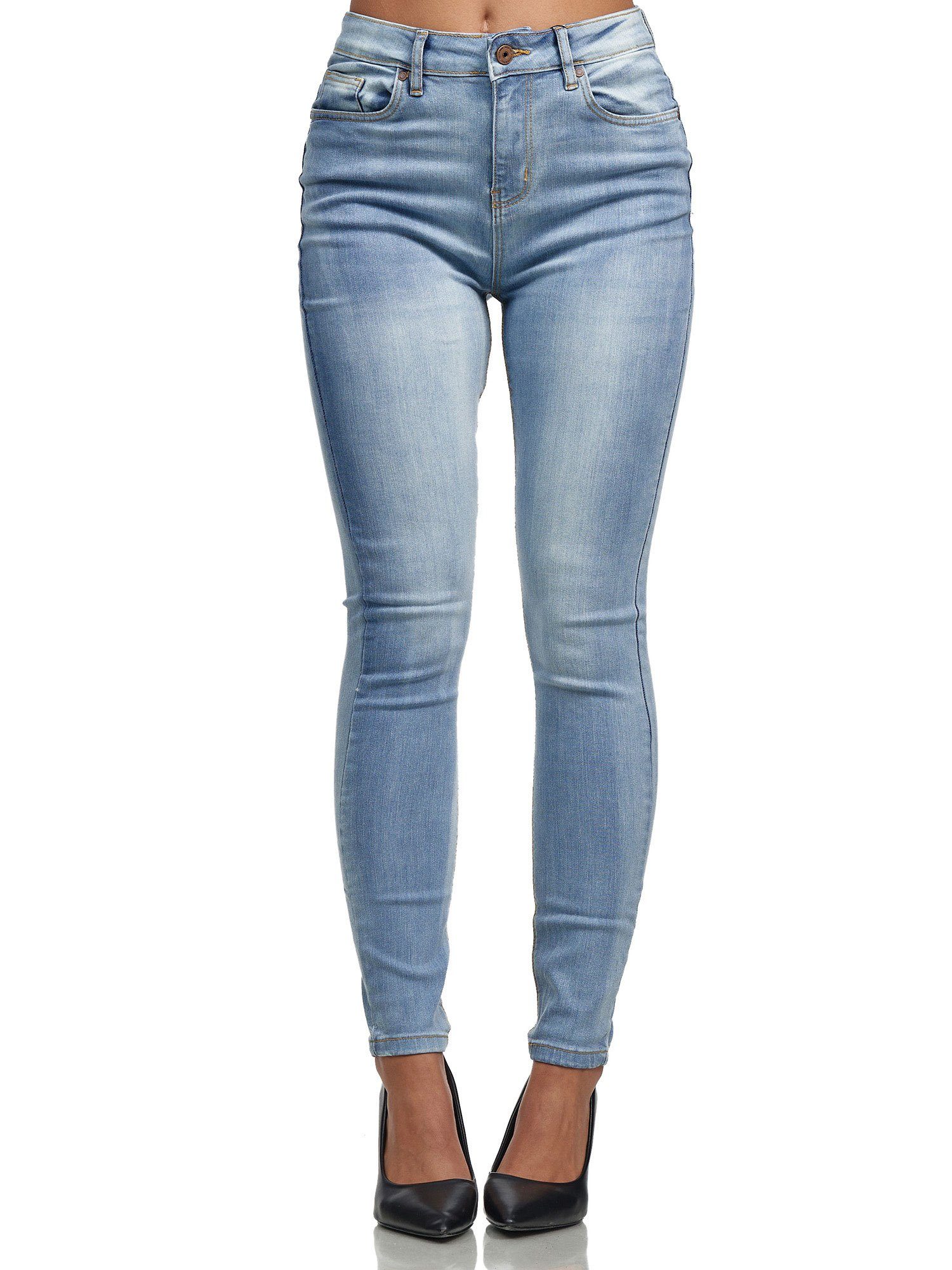 Tazzio High-waist-Jeans F101 Damen Skinny Fit Jeanshose hellblau