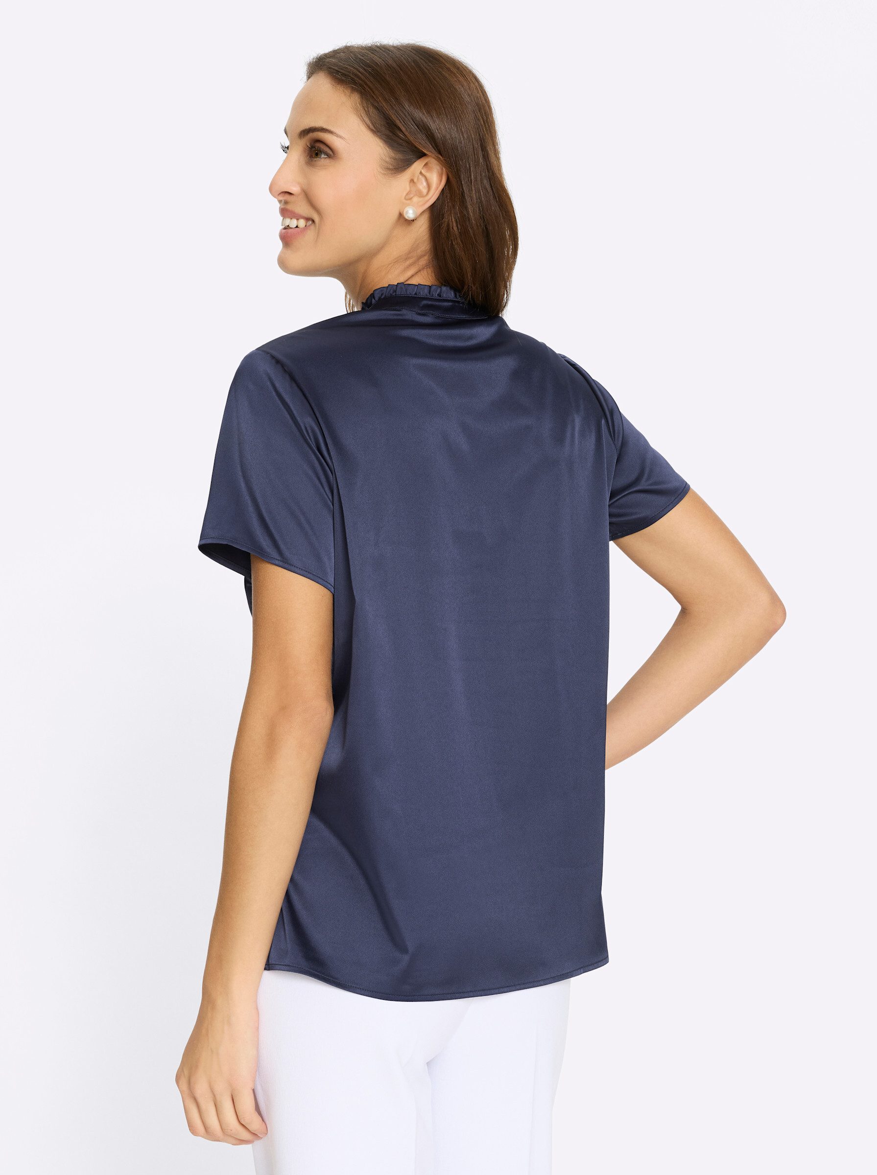 Witt Klassische Bluse Satin-Bluse Kurzarm