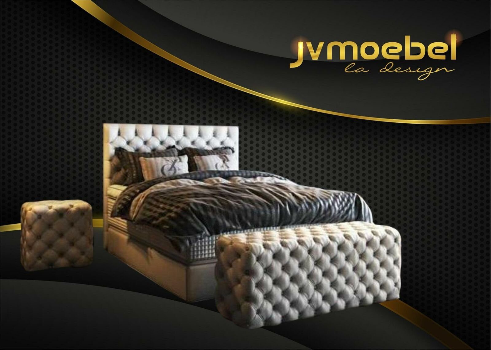 JVmoebel Bett, Luxus Bett Boxspringbett Schlafzimmer Betten Design Möbel Samt Weiß