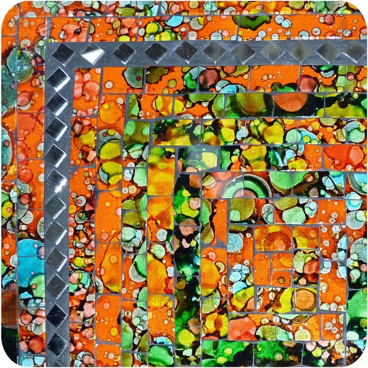 SIMANDRA Dekoschale Schale Quadrat Orange 15 B: cm mit Mosaik Spiegel ca