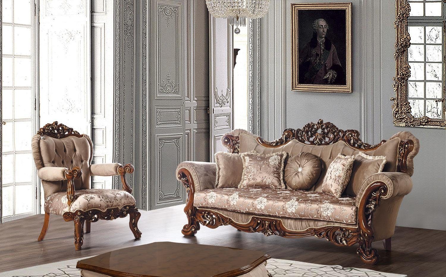 Barock Klassischer Sofa, Sofa JVmoebel Möbel Dreisitzer Chesterfield Couch Luxus