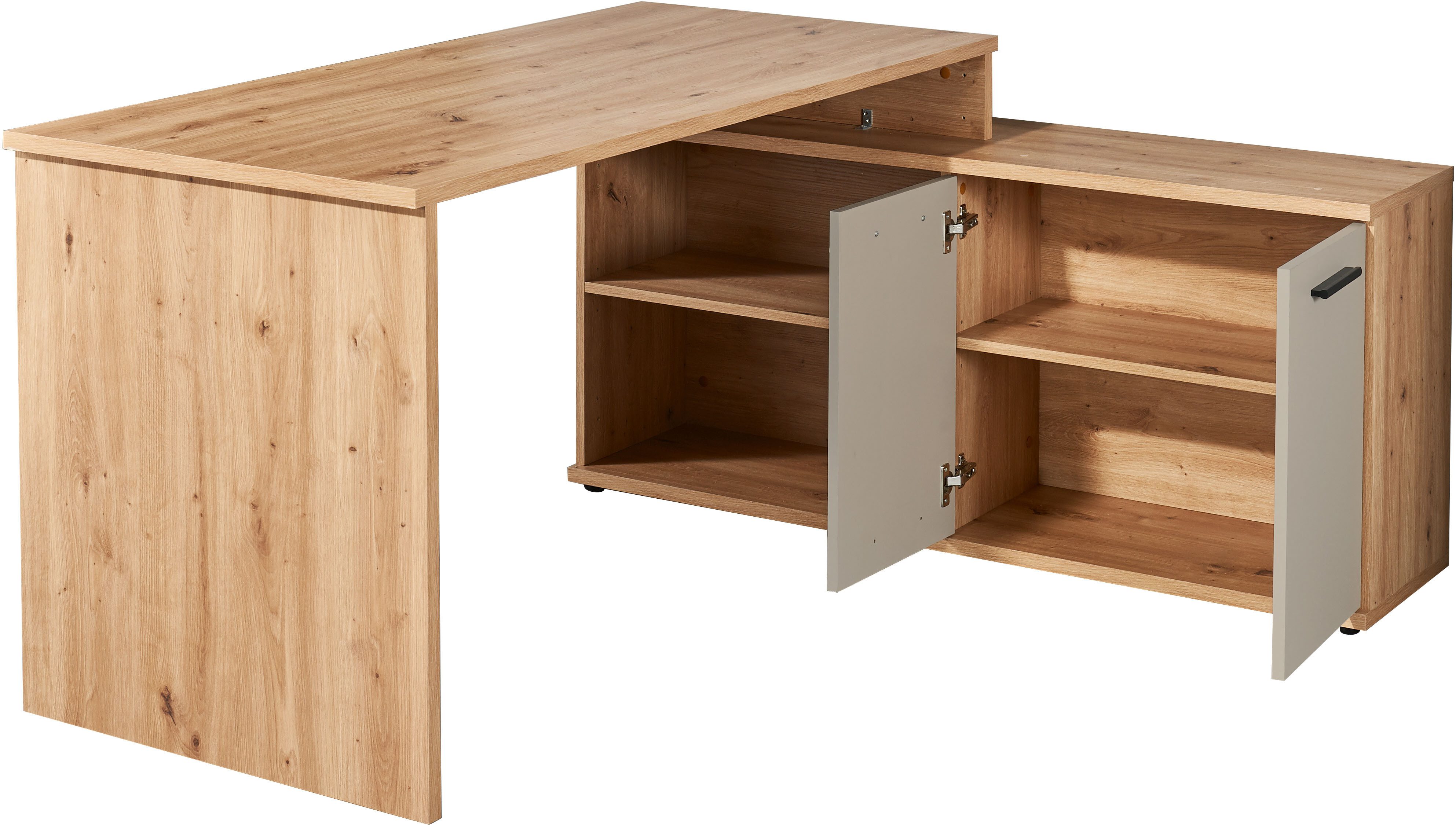 BEGA OFFICE Schreibtisch Kanada, BxHxT 160x74x130 cm (1-St), wechselseitig montierbar, Softclose für Türen, Breite: 160cm