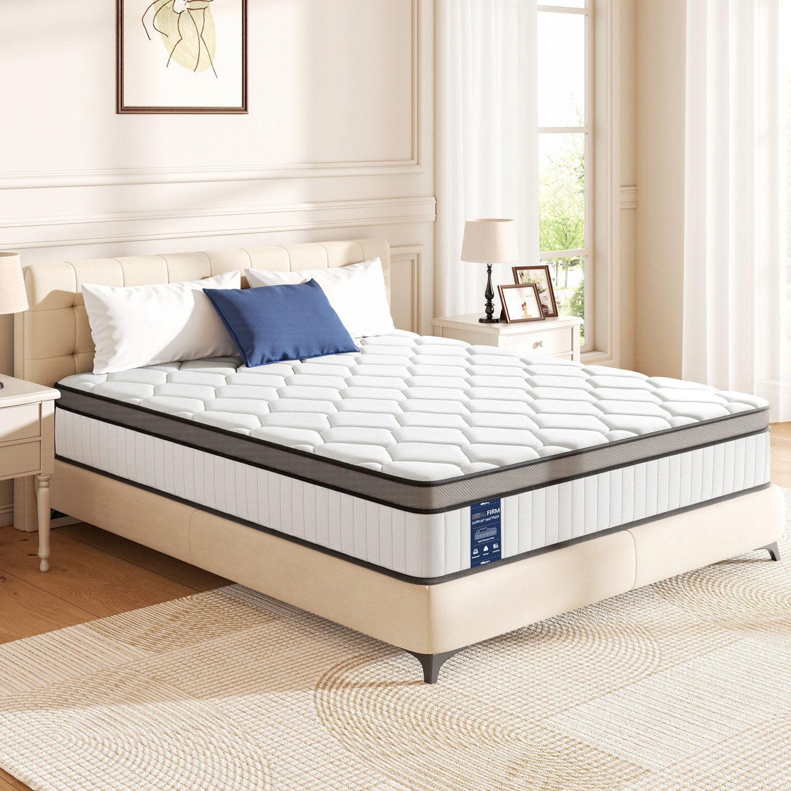 Hybridmatratze Federkernmatratze 90x200&120×200cm, 26/31cm Matratze Mittelfeste H3&H4, BedStory, 26 cm hoch