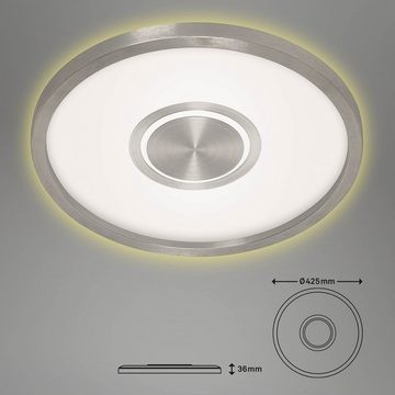 Briloner Leuchten LED Deckenleuchte 7366-112, LED fest verbaut, Warmweiß, Deckenlampe Ø42,5cm Hintergrundlicht 22W 3000K