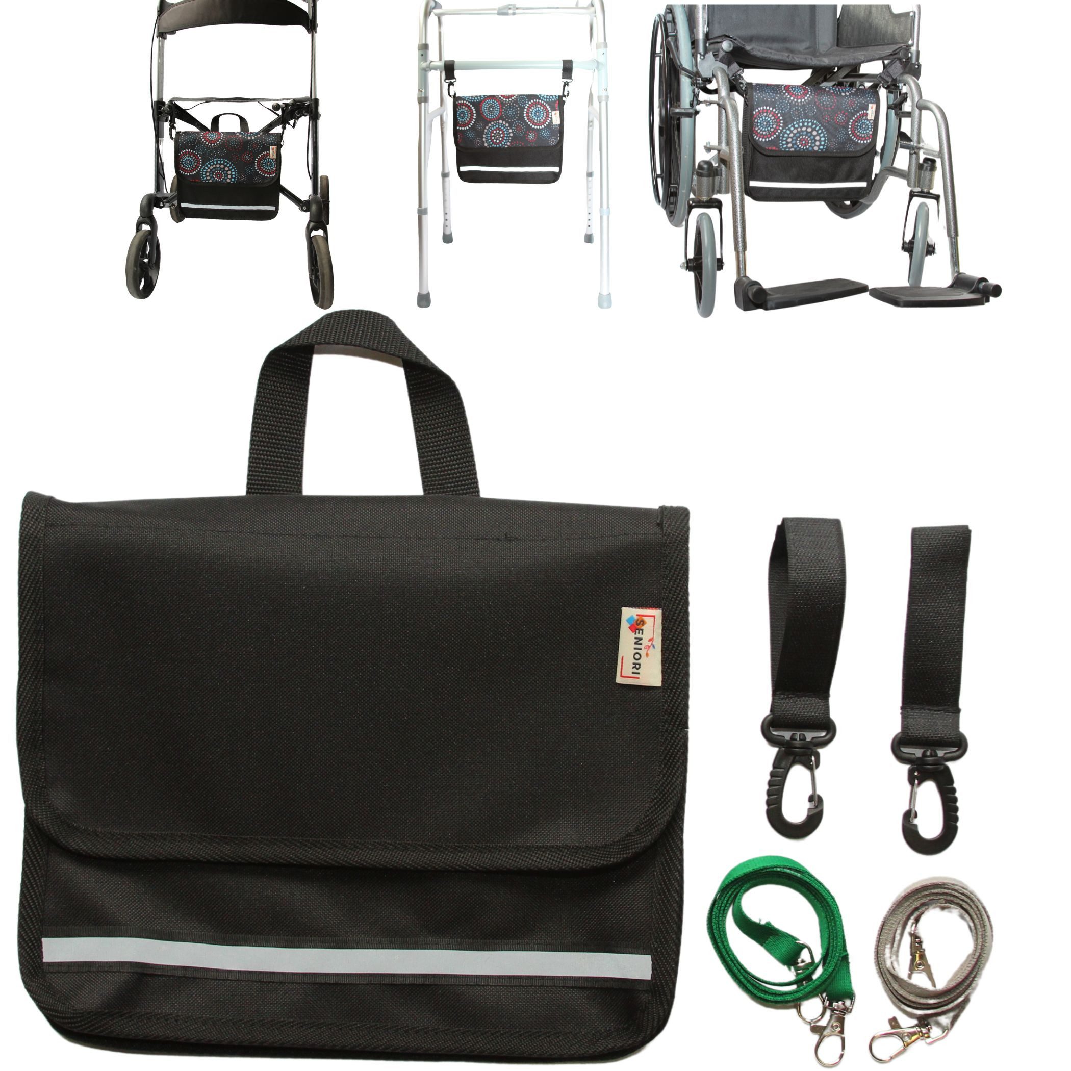 Seniori Aufbewahrungstasche multifunktionale Tasche für Rollstühle UNTER DEM SITZ Rollstuhltasche, 2U - Schwarz