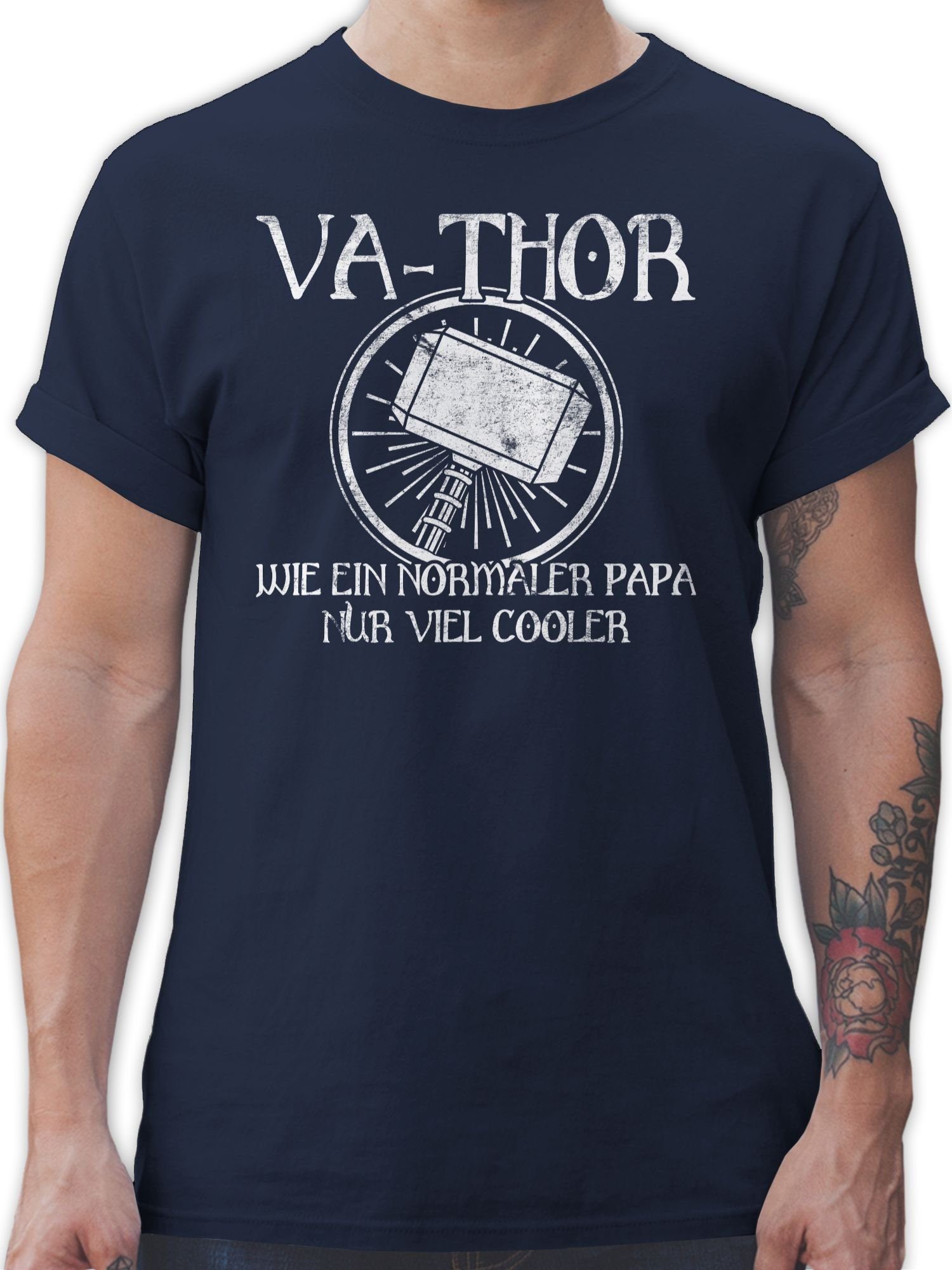 Shirtracer T-Shirt Vathor wie ein normaler Papa nur viel cooler Vatertag Geschenk für Papa 03 Navy Blau