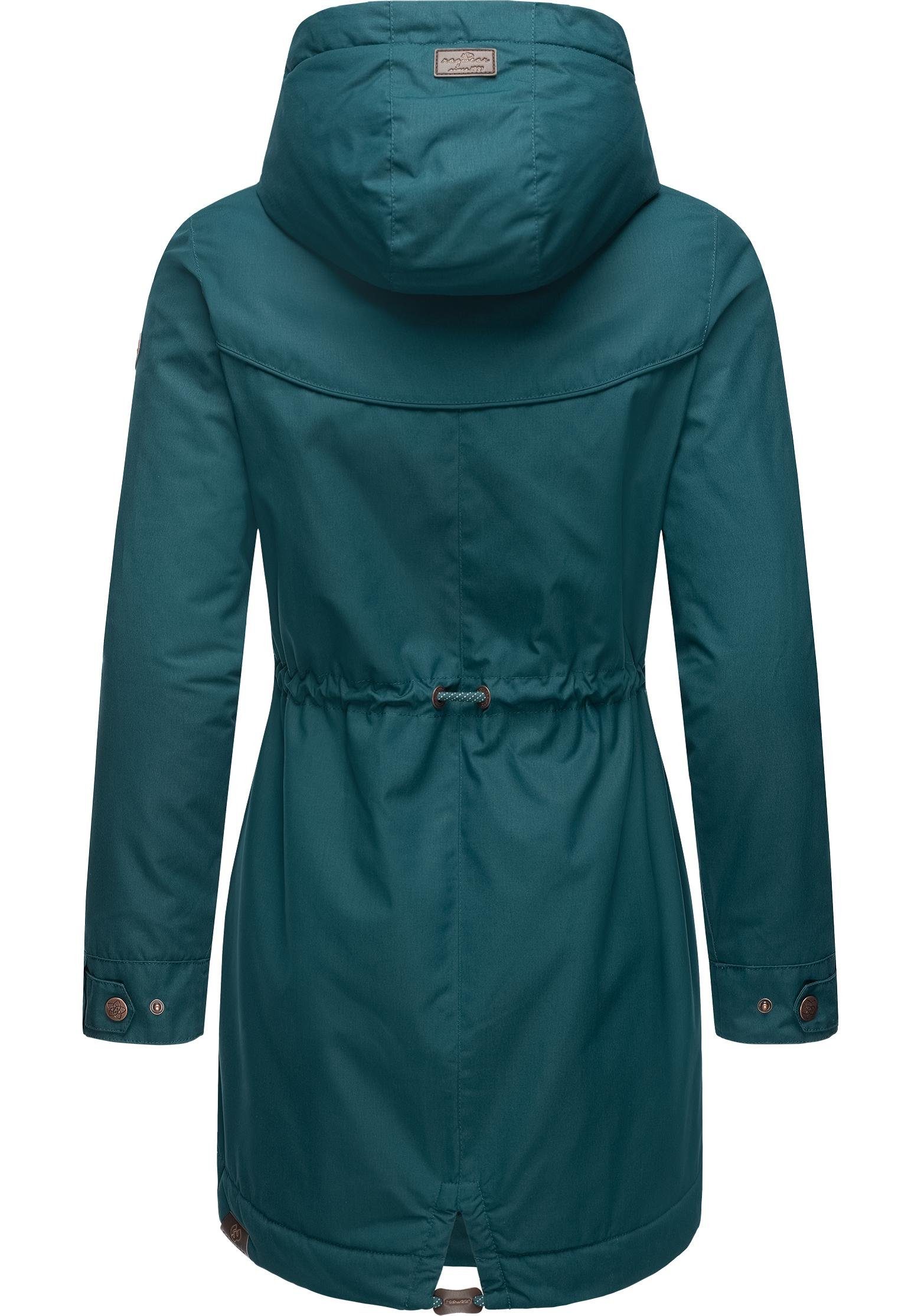 dunkelgrün stylischer Kapuze Ragwear mit Kurzmantel Damen Winterjacke YM-Canny Parka