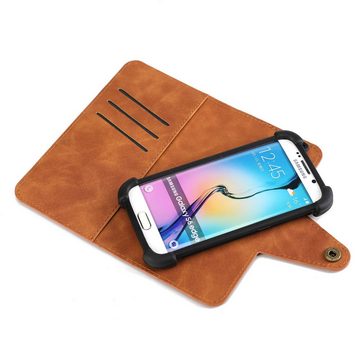 K-S-Trade Handyhülle für Xiaomi Redmi Note 9, Handyhülle Schutzhülle Filz-Hülle Kunst-Leder hellgrau braun