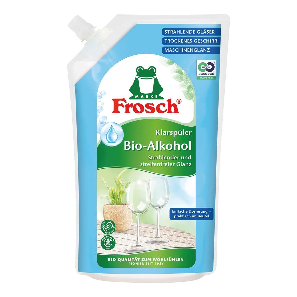 FROSCH Frosch Klarspüler Bio-Alkohol 750ml Nachfüller - Streifenfreier Glanz Spülmaschinenreiniger