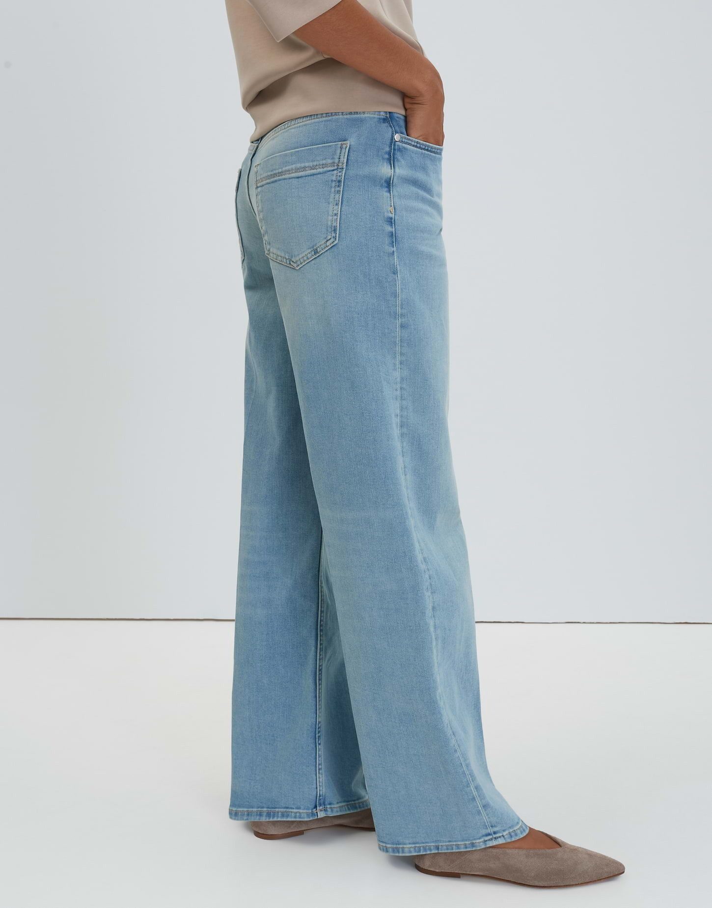someday Weite Jeans CELLMA ICONIC aus BCI Cotton Mix Mid Rise Mid Rise, Ankle, nach vorne verlaufende Seitennaht