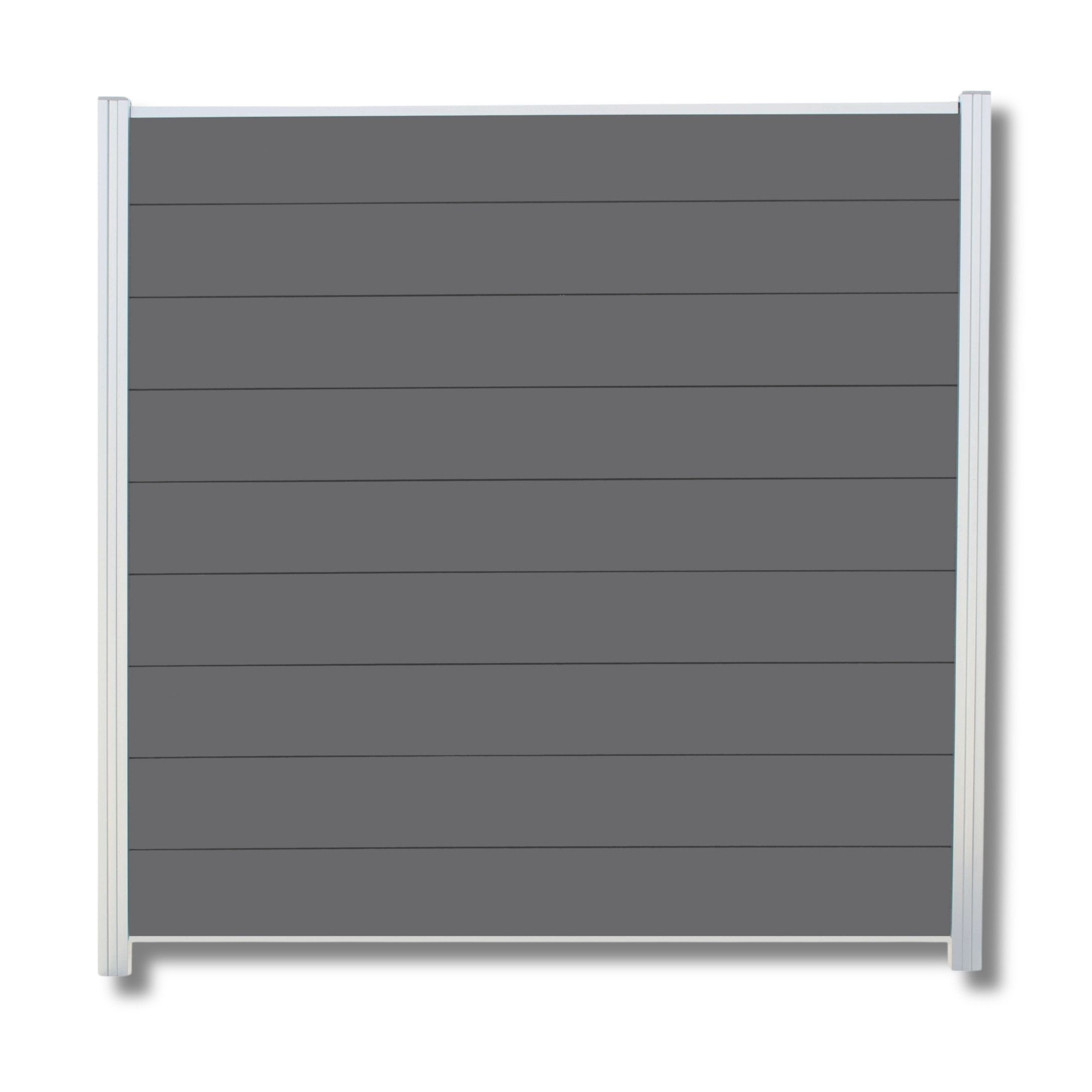 WPC Profi Zaun Komplettset Sichtschutzzaun Gartenzaun Alupfosten Anthrazit 180x180cm, (Komplettset, mit Start- und Abschlussleisten, Pfosten und Zubehör)