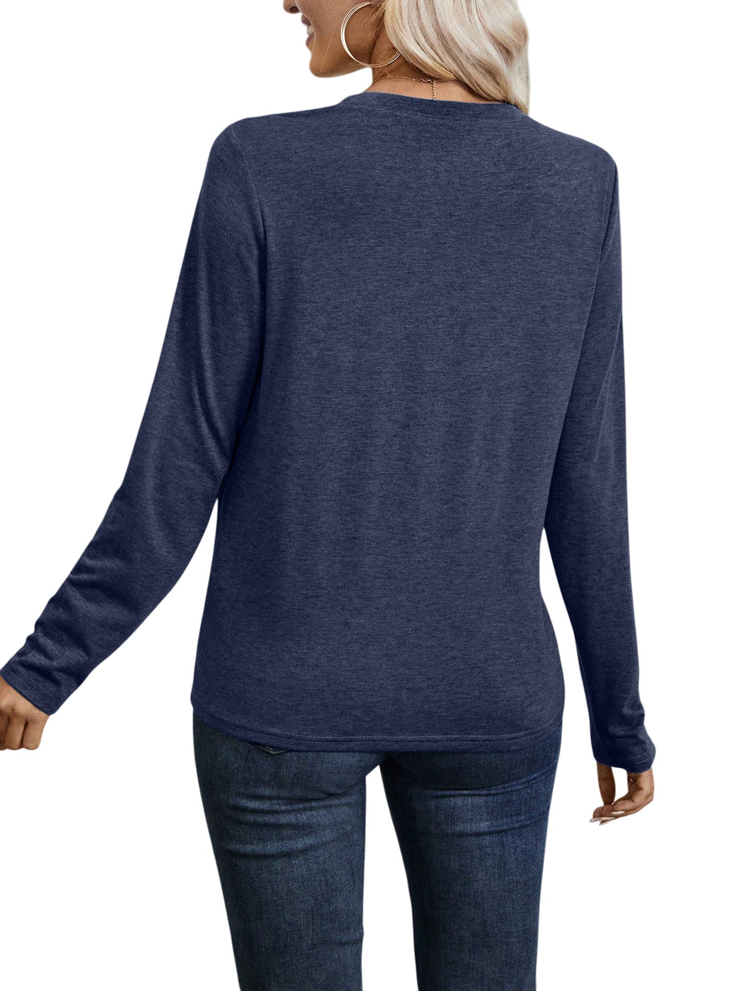 PYLIKE Langarmshirt Damen Rundhalsausschnitt Longsleeve mit Sonnenblume Pri günstig online kaufen