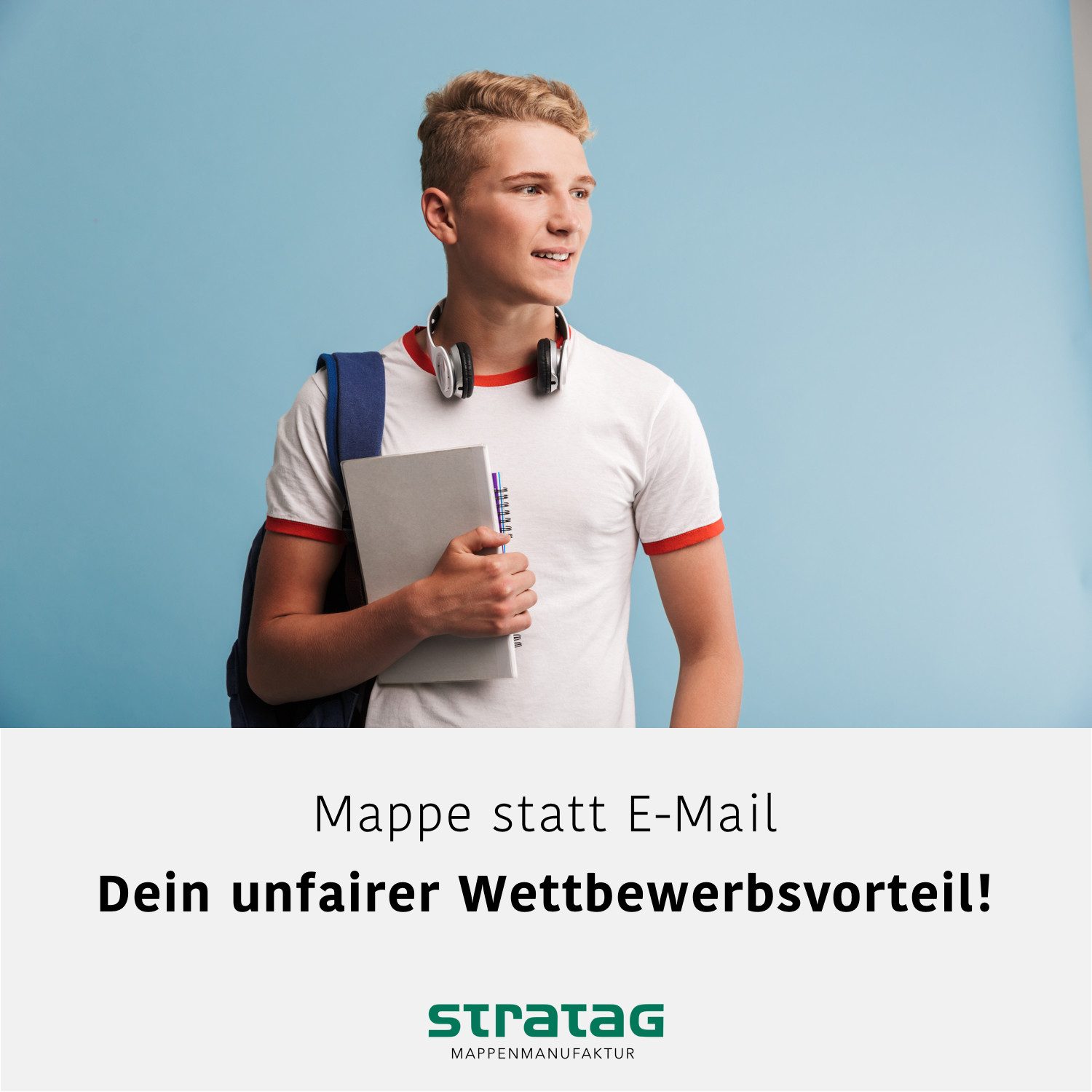 Thumbnail - STRATAG Bewerbungsmappe favorit 3-tlg mit 2 Klemmschienen - sehr stabiler 350 g/m² Naturkarton (Set, 5-St., mit eindruck...