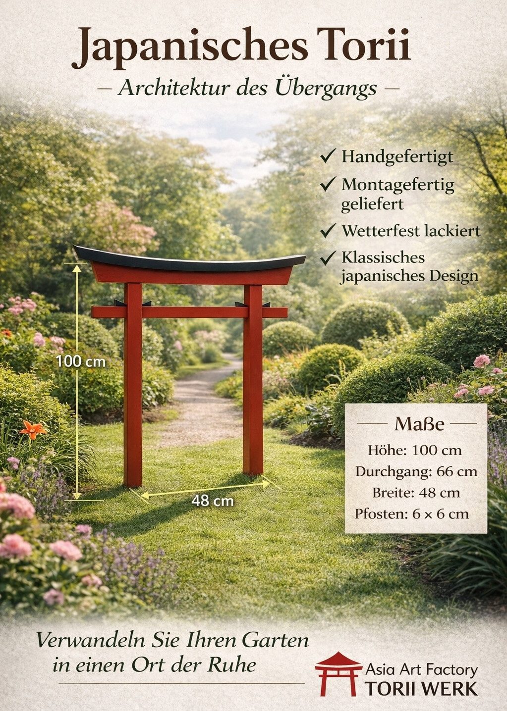 AAF Nommel Gartentor Japanisches Torii Gate Tor Japan Garten, Modell 021
