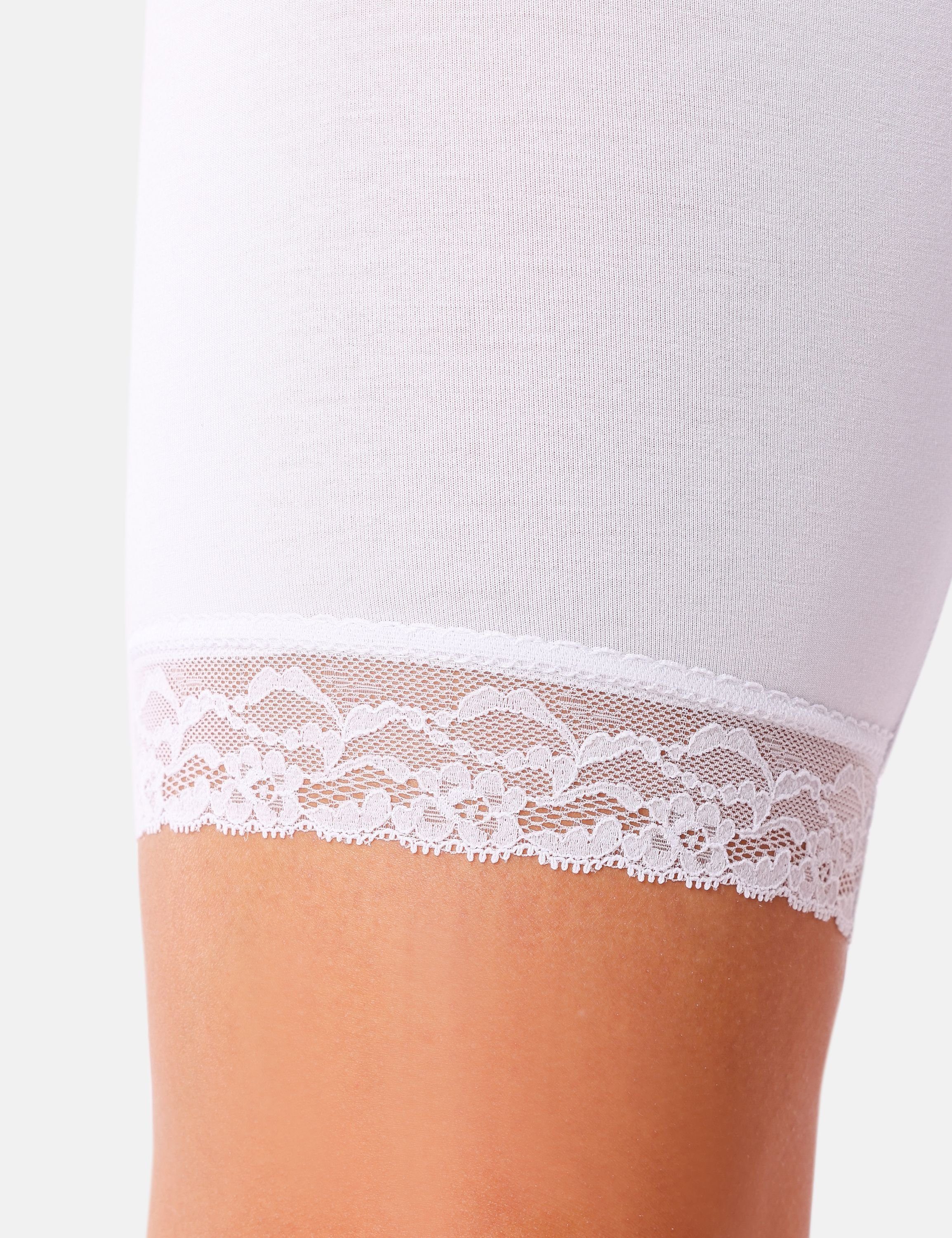 Spitze High Weiß Freizeit (1-tlg) Bund Damen MS10-431 elastischer Radlerhose Style Leggings Waist Leggings kurze Merry