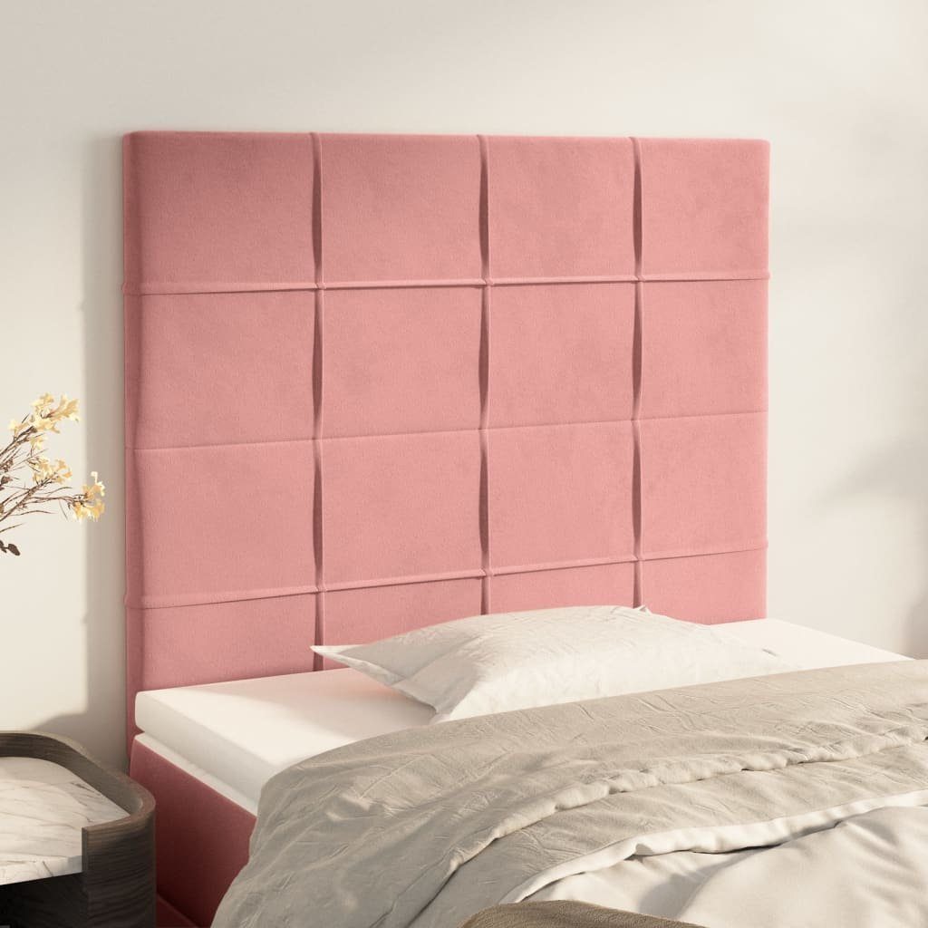 vidaXL Kopfteil Kopfteile 2 Stk. Rosa 100x5x78/88 cm Samt, (1 St) | Bettkopfteile