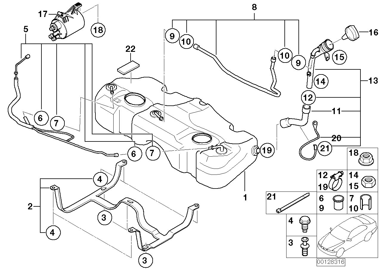 MINI Motorhalterung ORIGINAL MINI Halterung Kraftstofftank R50 R53 ONE / D COOPER / S (1-St)