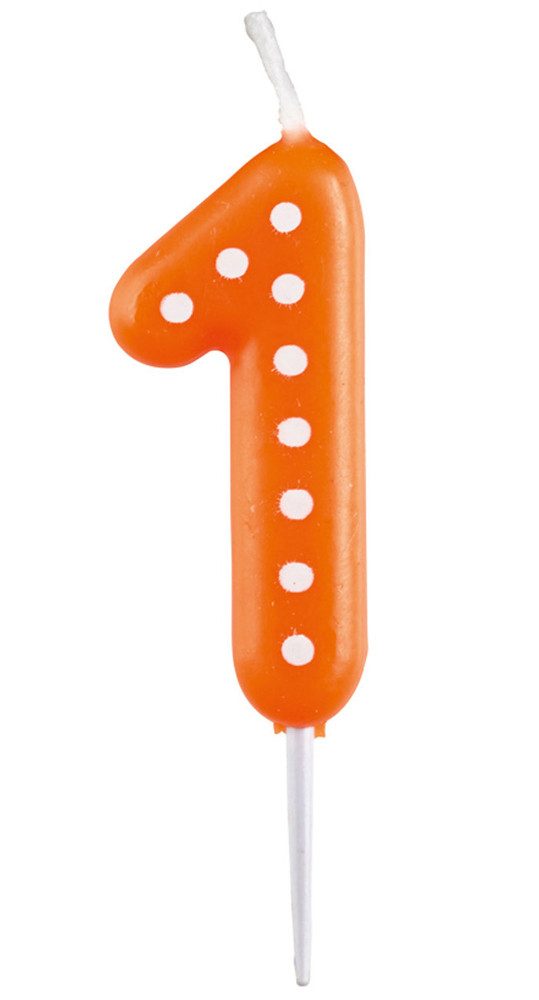 Amscan Geburtstagskerze Zahlenkerze mit Punkten 6,5cm, Orange # 1
