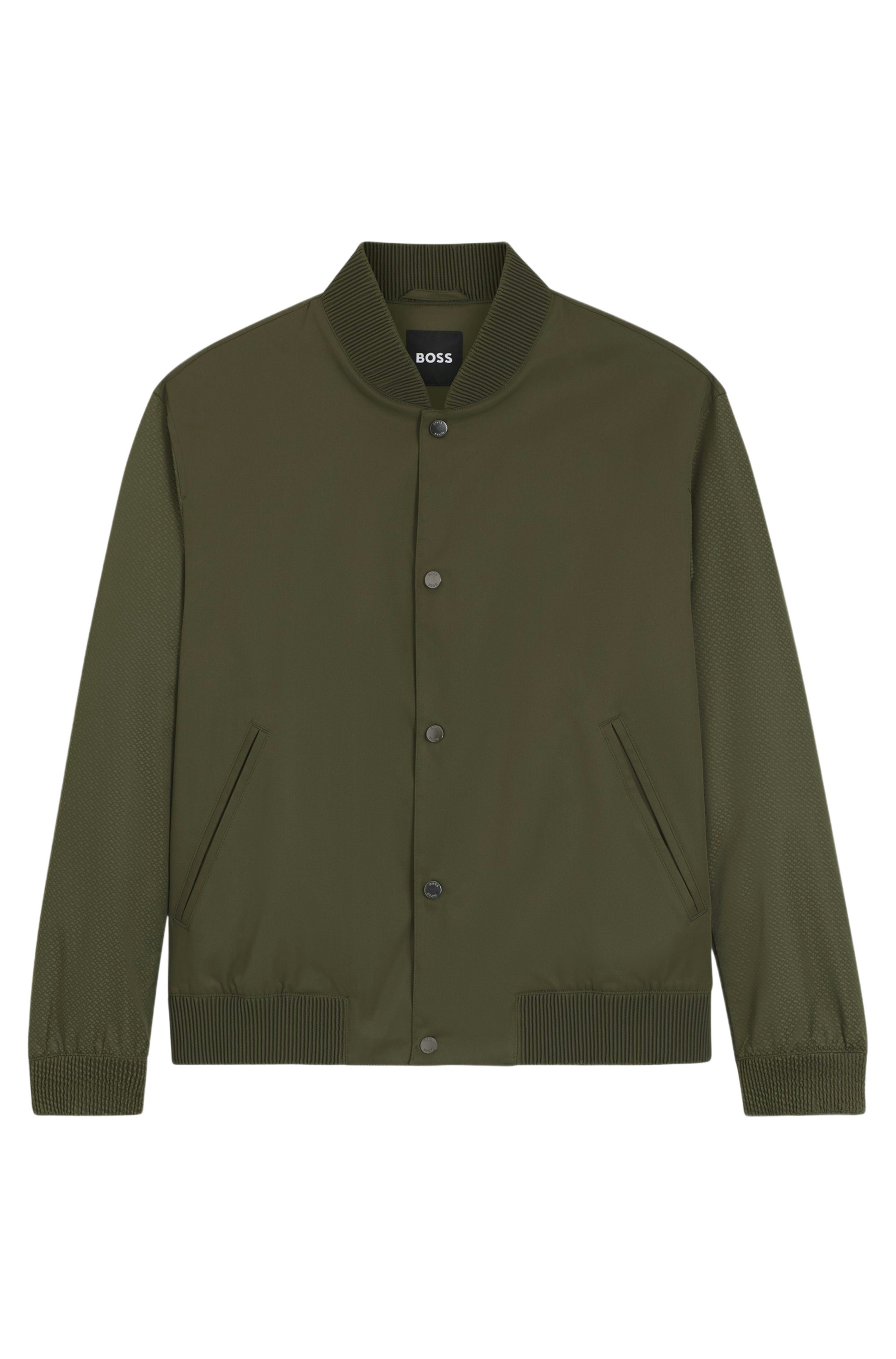 BOSS Outdoorjacke BOSS Men Black grün,Outdoor,Polyester,Unifarben,Collegekragen,Lang,Relaxed Fit