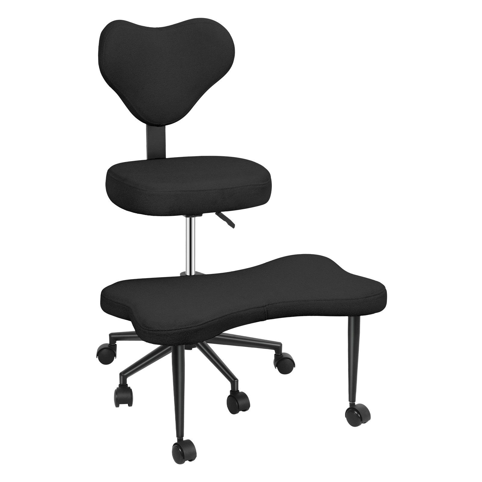 Rutaqian Bürostuhl Schreibtischstuhl mit Rückenlehne,Bürostuhl ohne Armlehnen mit Rollen, bis 120 kg,Höhenverstellbarer Sitz für Homeoffice,Büro gekreuzte Beine
