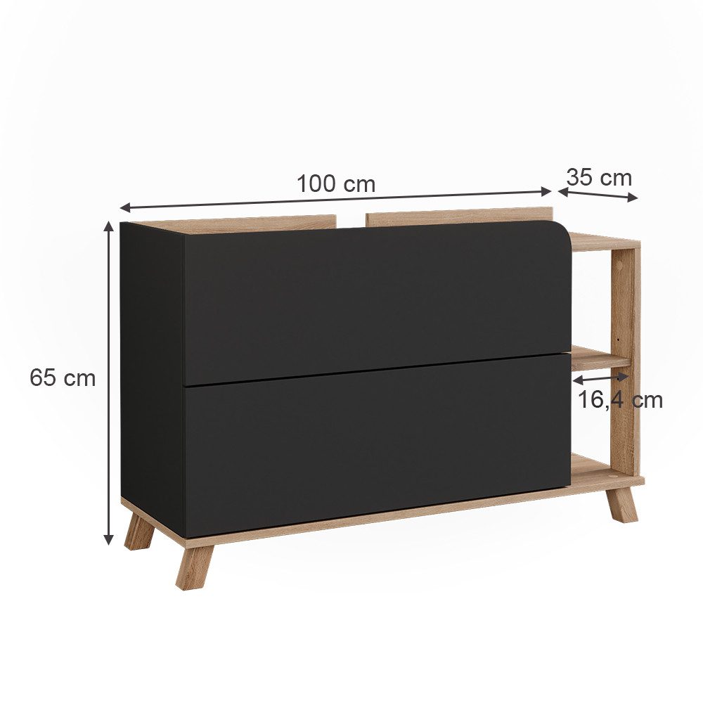 Vicco Waschbeckenunterschrank Karen Sonoma/Anthrazit 100 x 65 cm mit 2 Türe günstig online kaufen