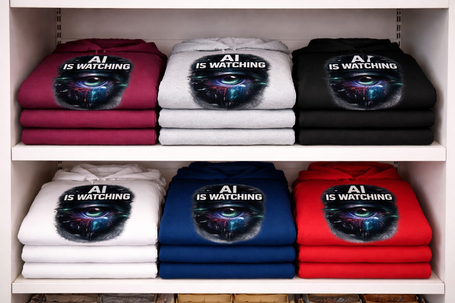 Blondie & Brownie Hoodie Damen Hoodie AI is Watching D Hoodie Auge Print Streetwear AI is Watching D Hoodie Urban Vision