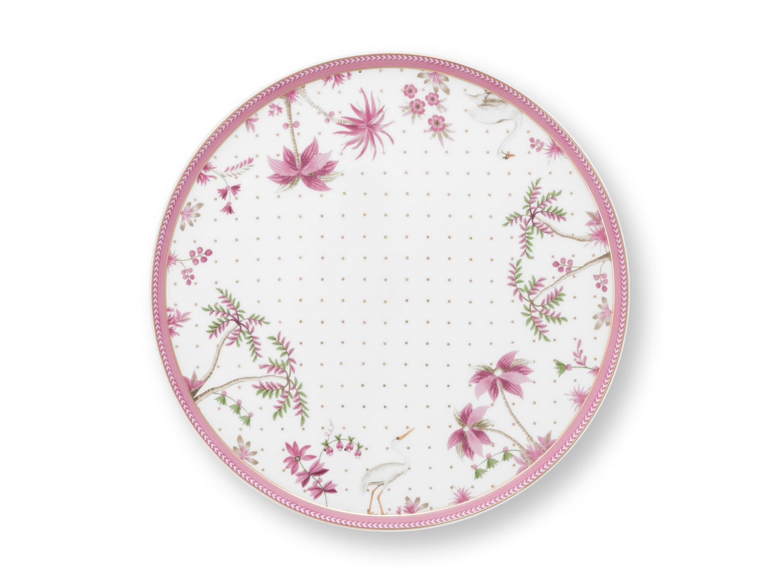 PiP Studio Servierplatte Jolie Dots Gold Pink Kuchenplatte 21cm, Porzellan, (Platten)