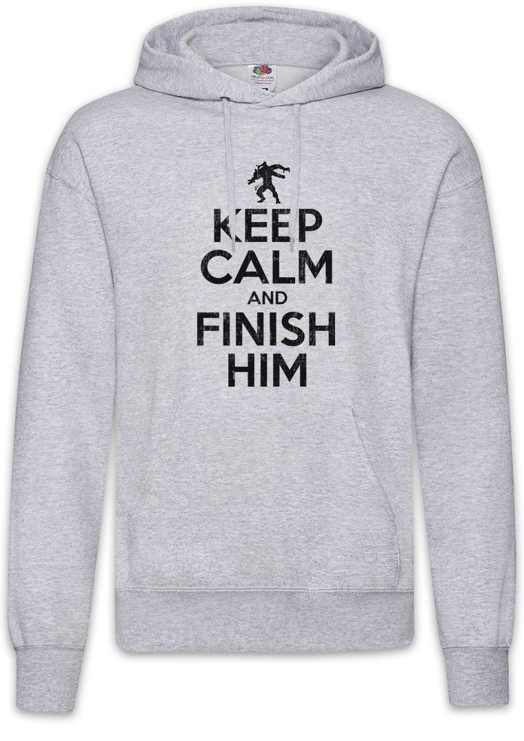 Hoodie Keep Calm And Finish Him Herren Hoodie Mortal Fun Raiden Kombat Goro