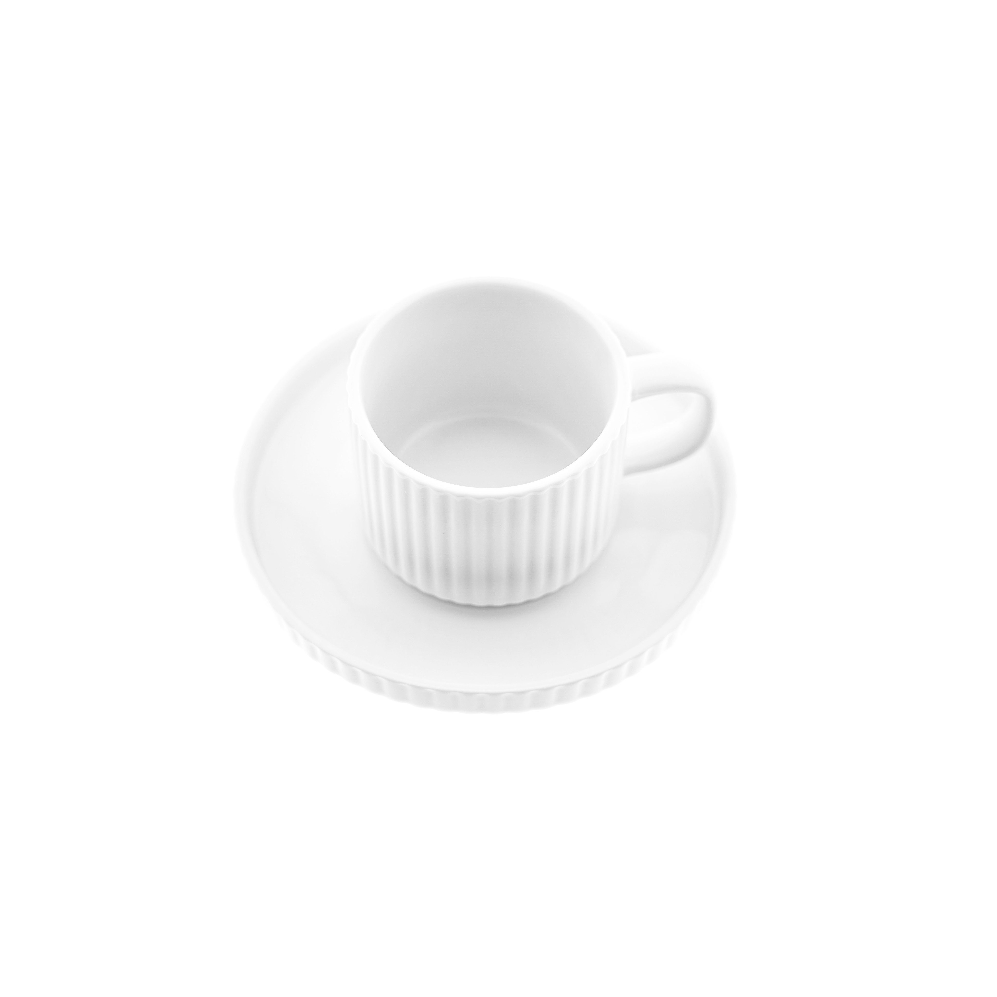 Almina Kaffeeservice Borneo Kaffeetassen 220 ml - 12-teiliges Set in Weiß (12-tlg), 6 Personen, Porzellan, 12 Teile, für 6 Personen