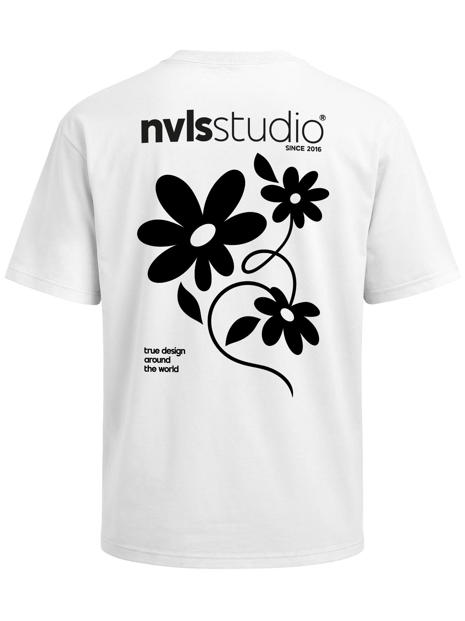 Neverless Oversize-Shirt Herren T-Shirt Relaxed Fit - Blumen - Printshirt Fashion Streetstyle mit Print