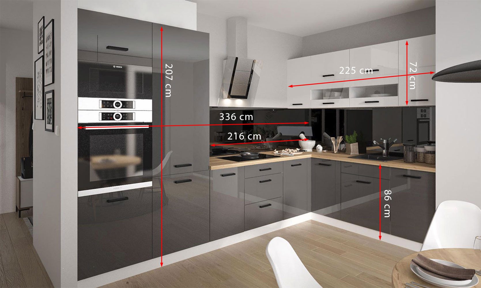 Feldmann-Wohnen Winkelküche Essen Trend, (Hängeschränke, Unterschränke, Bac günstig online kaufen