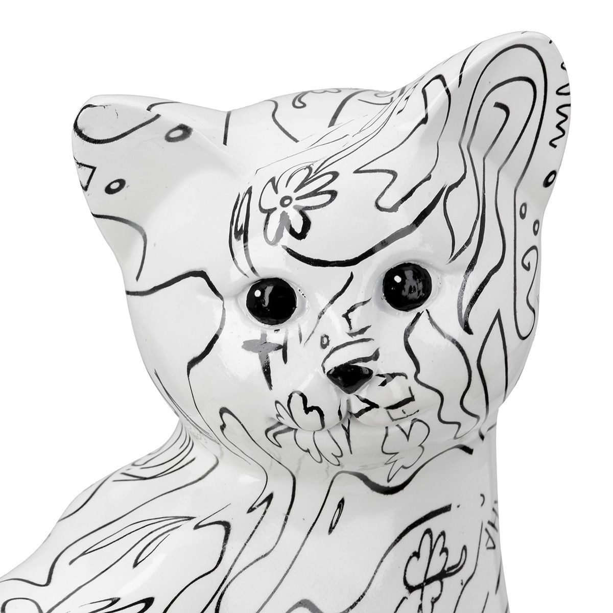 GILDE Skulptur Katze Skulptur Modern Art Einliniendesign Kunstharz Weiß (1 St)